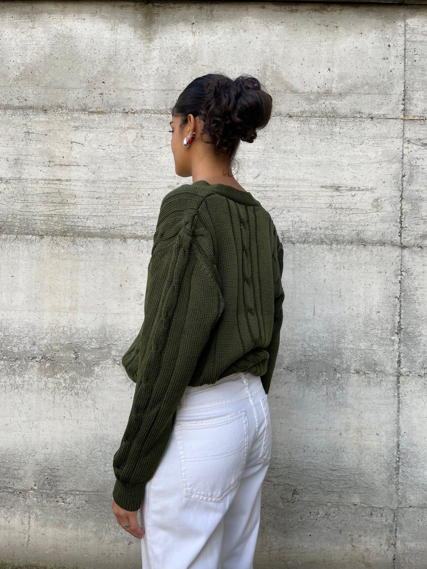 Cardigan sartoriale in misto lana e cotone - taglia M/L