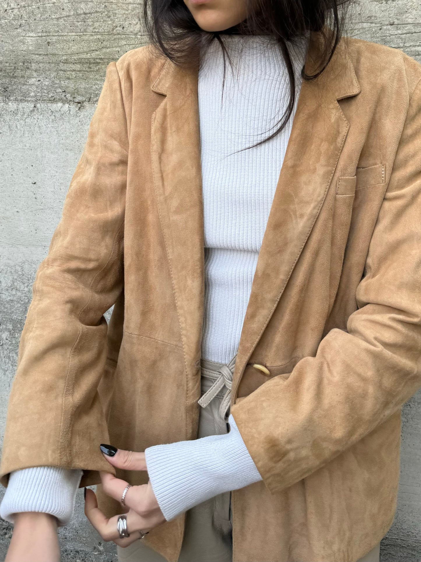 Blazer donna monopetto in renna color biscotto