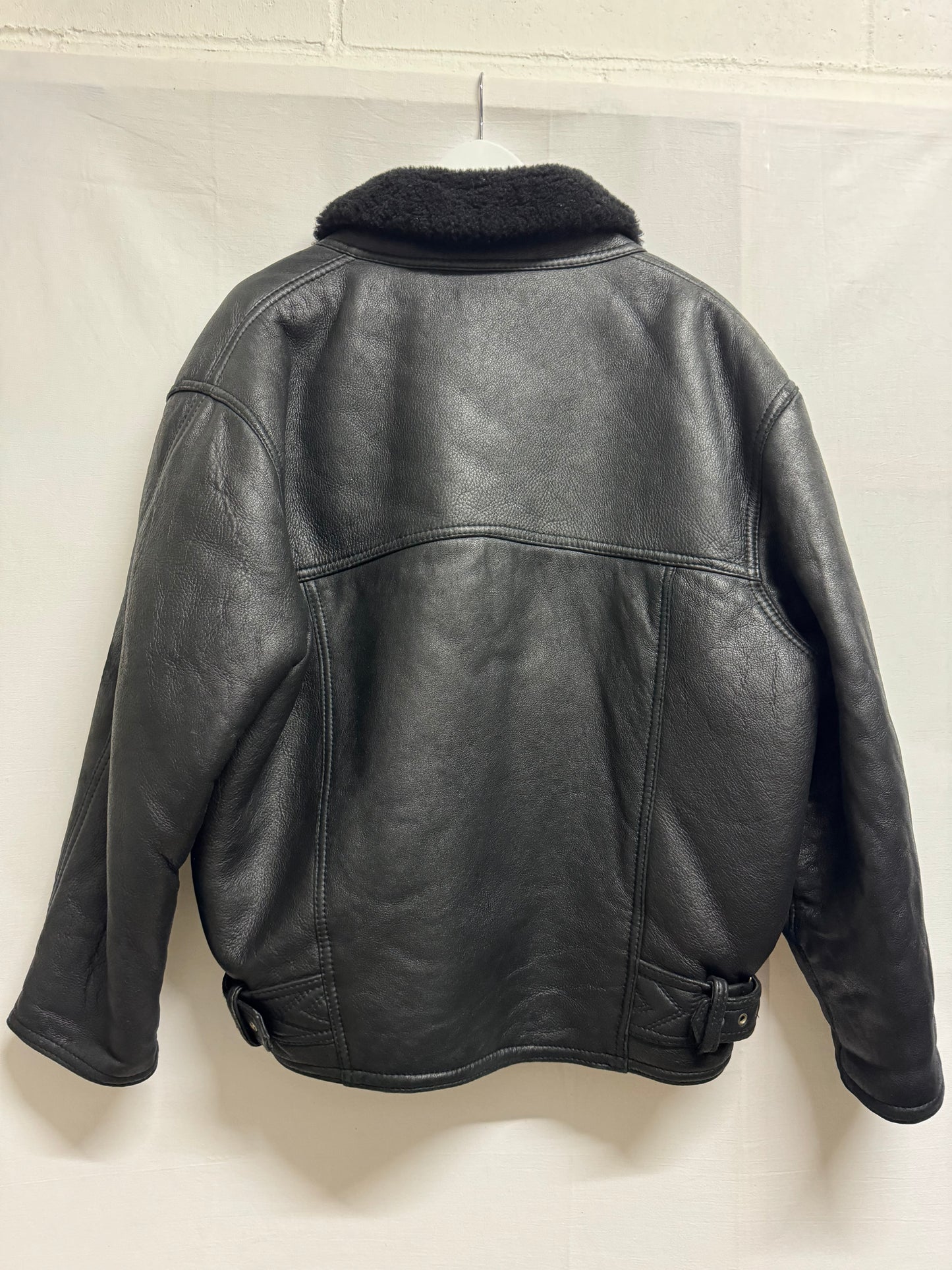 Bomber in montone Shearling nero, taglia 48it uomo