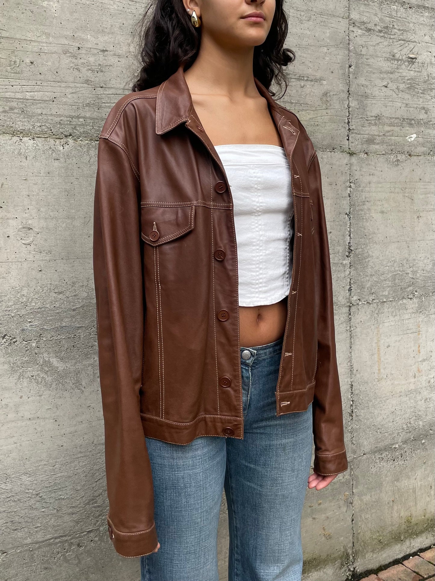 Giacca in nappa leggera marrone - taglia L uomo