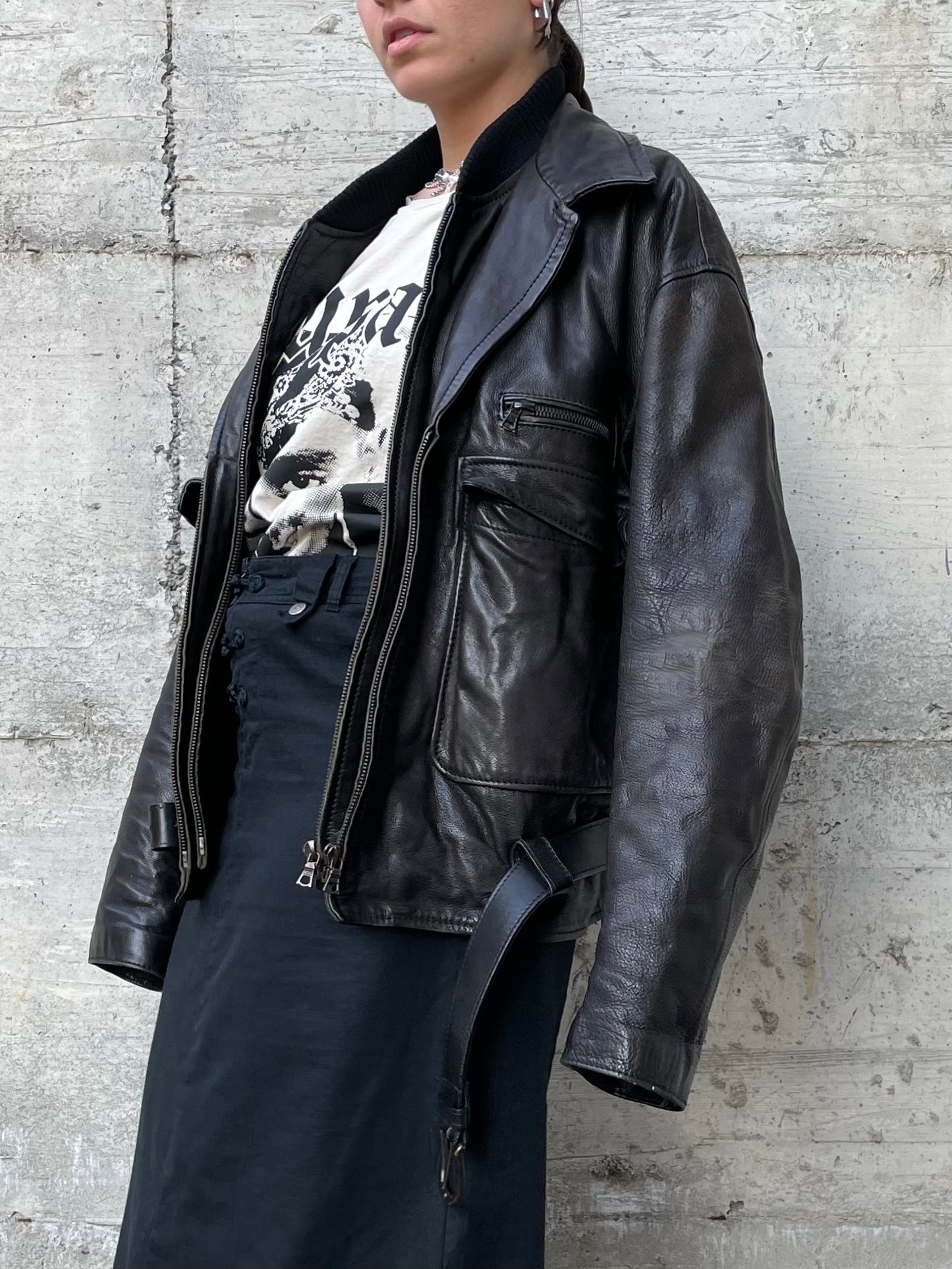 Chiodo vintage distressed in vera pelle - L uomo