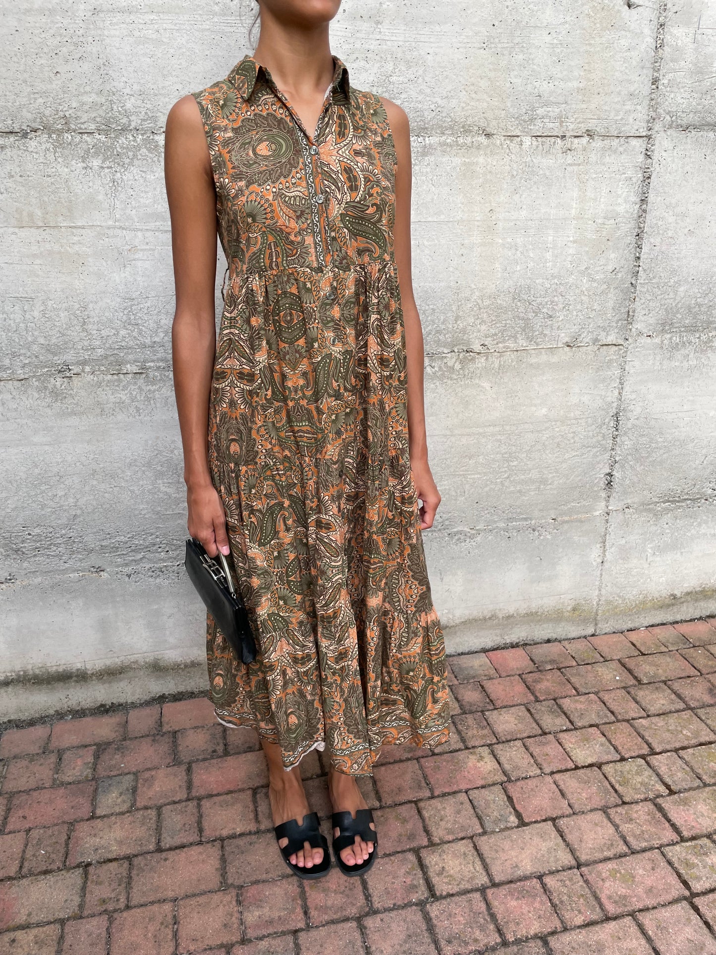 Abito chemisier lungo smanicato 100% cotone - taglia unica