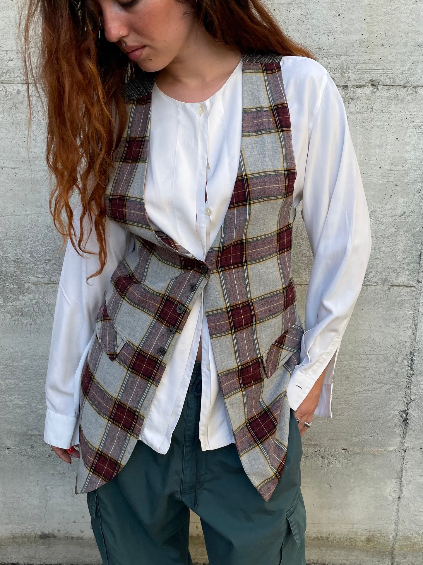 Gilet svasato tartan Manila Grace, taglia S