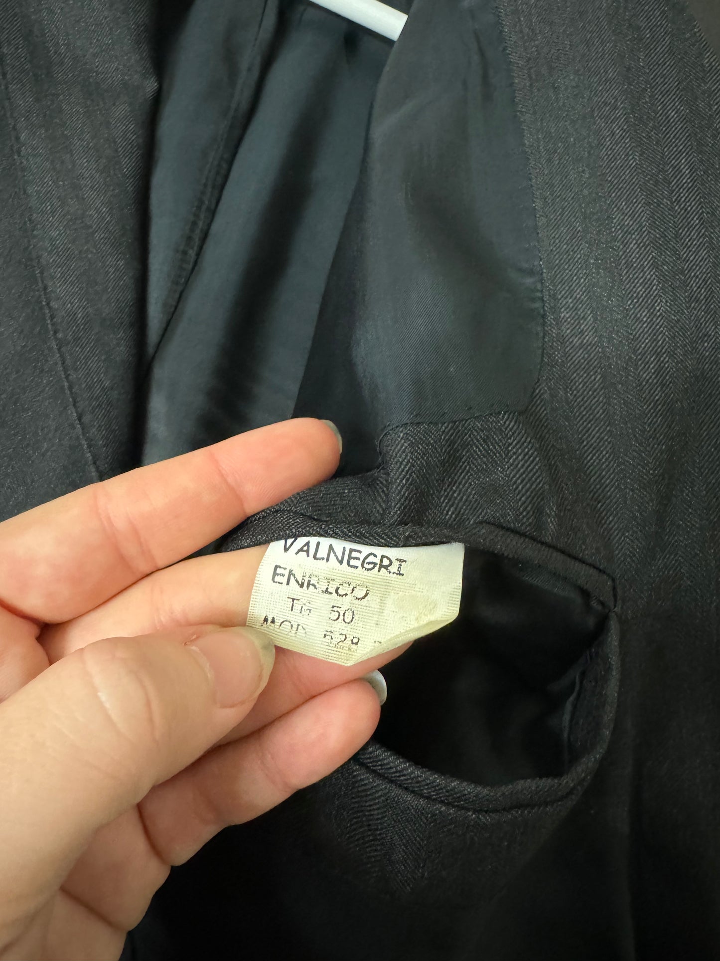 Blazer sartoriale oversize nero gessato, 100% lana