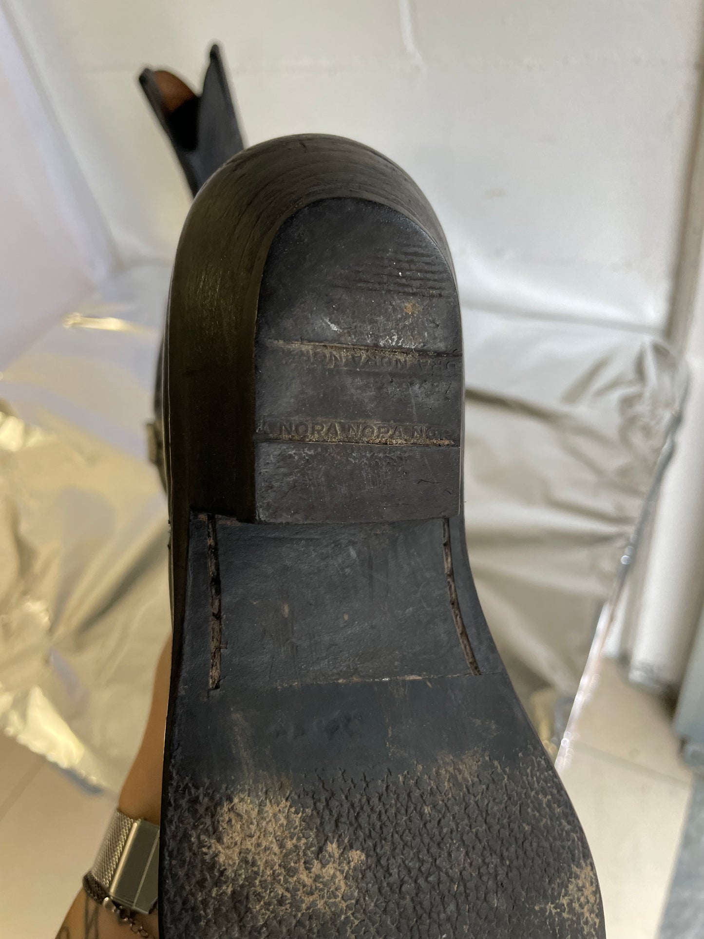 EU 38.5/39 - Texano vintage al polpaccio in vera pelle nero