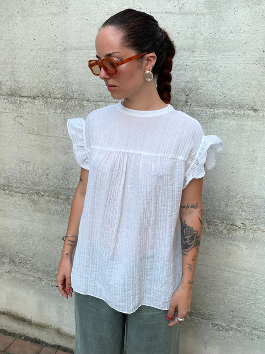 Blusa ampia in viscosa crespata bianca - taglia 46it