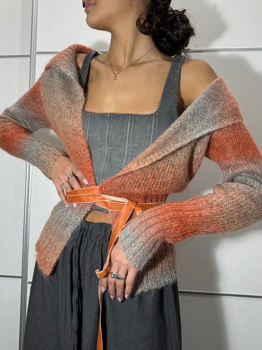 Cardigan sfumato Y2K in misto lana e mohair