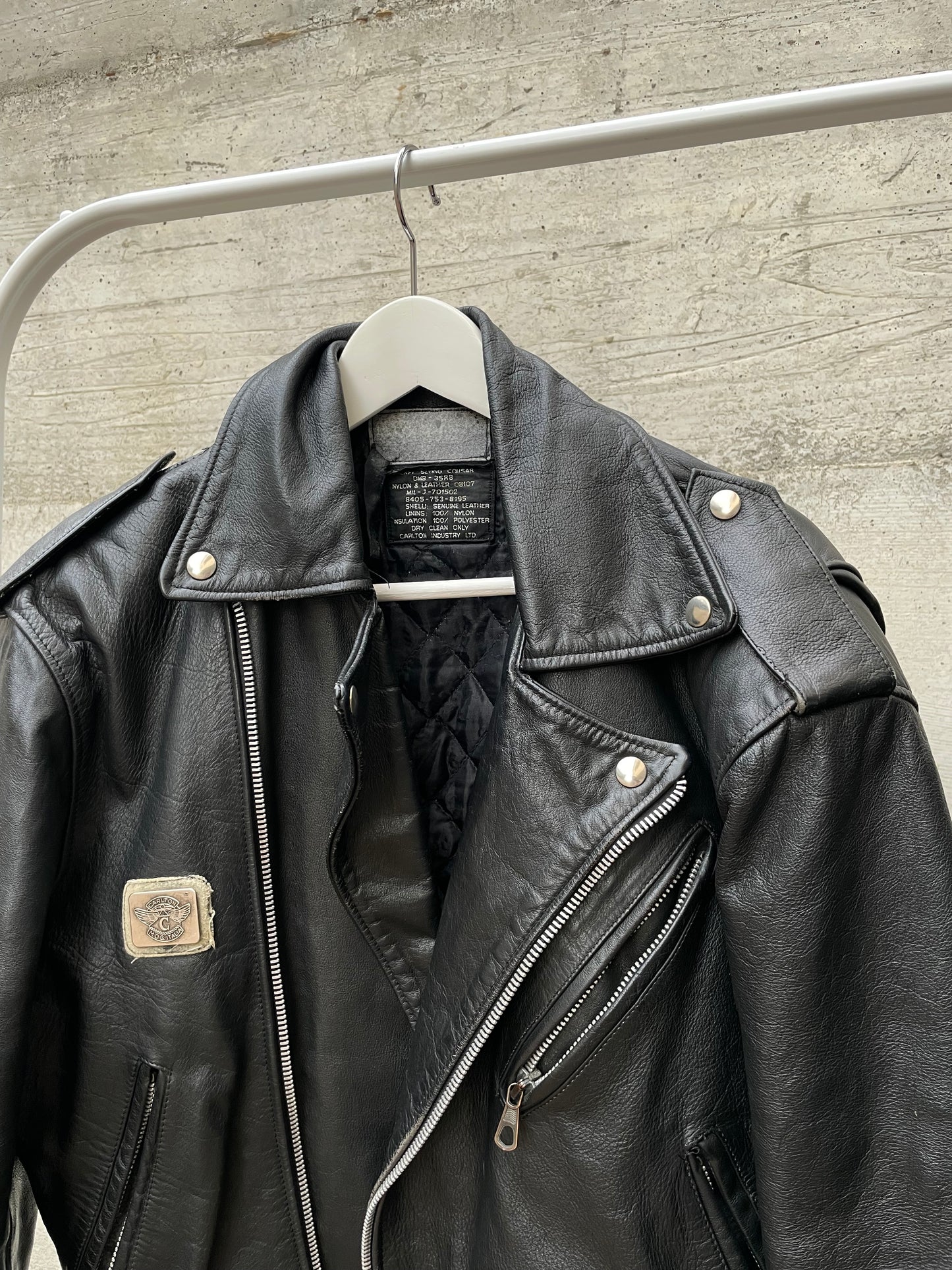 Chiodo Carlton in vera pelle nero, taglia M uomo