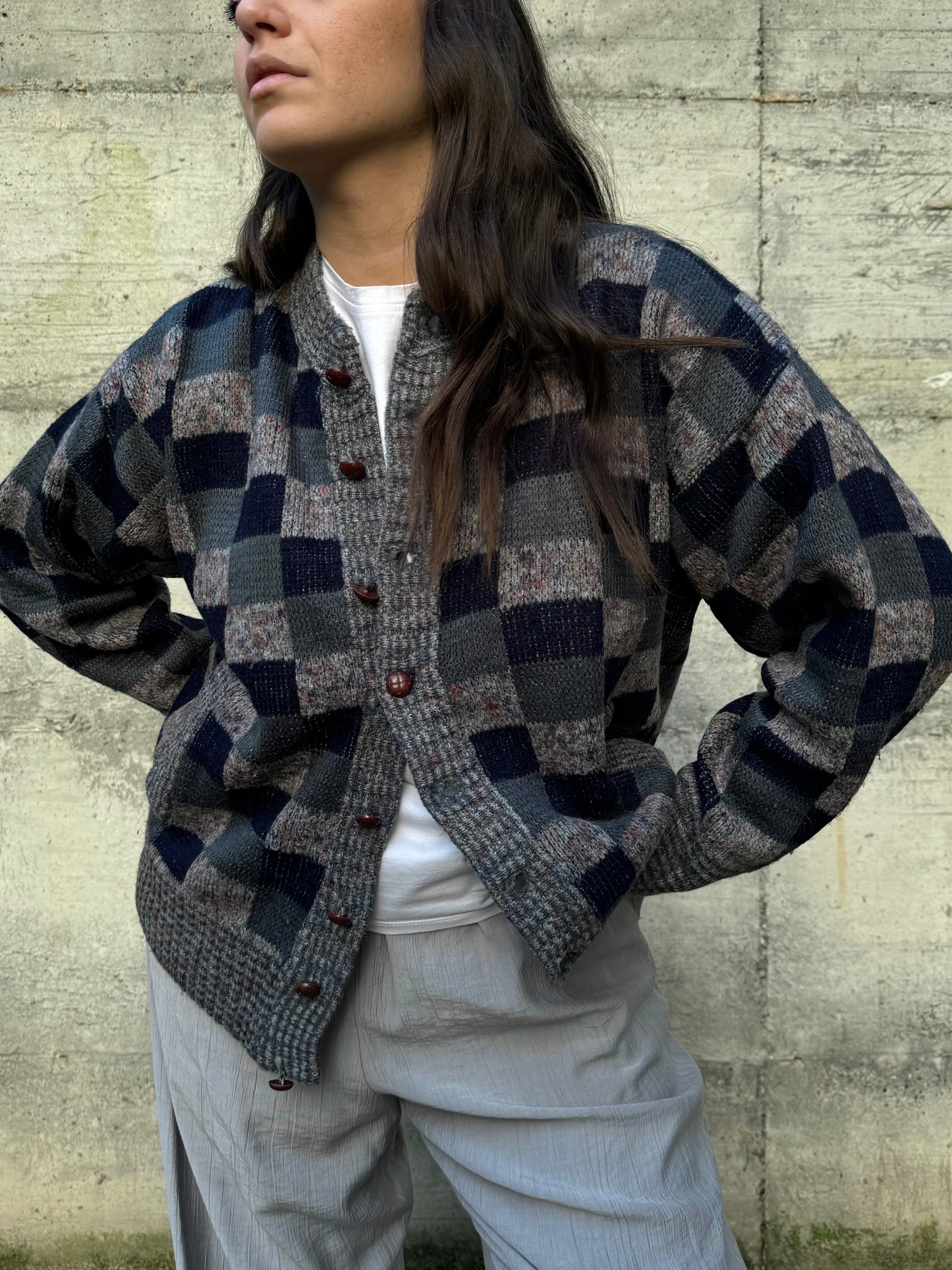 Cardigan girocollo sartoriale in lana