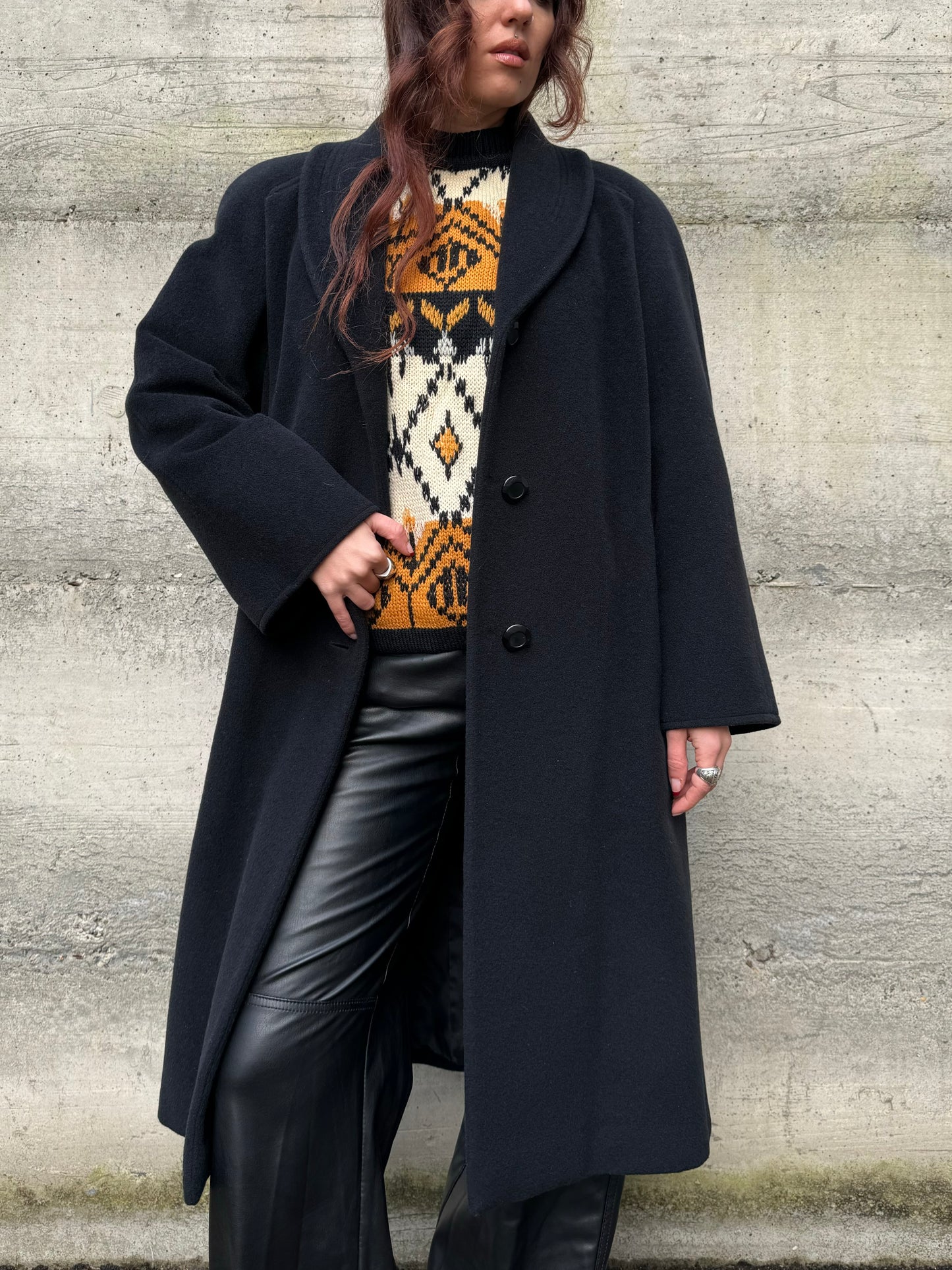 Cappotto donna sartoriale 100% lana vergine merino Marzotto e fodera in cupro Bemberg. Taglia 42it