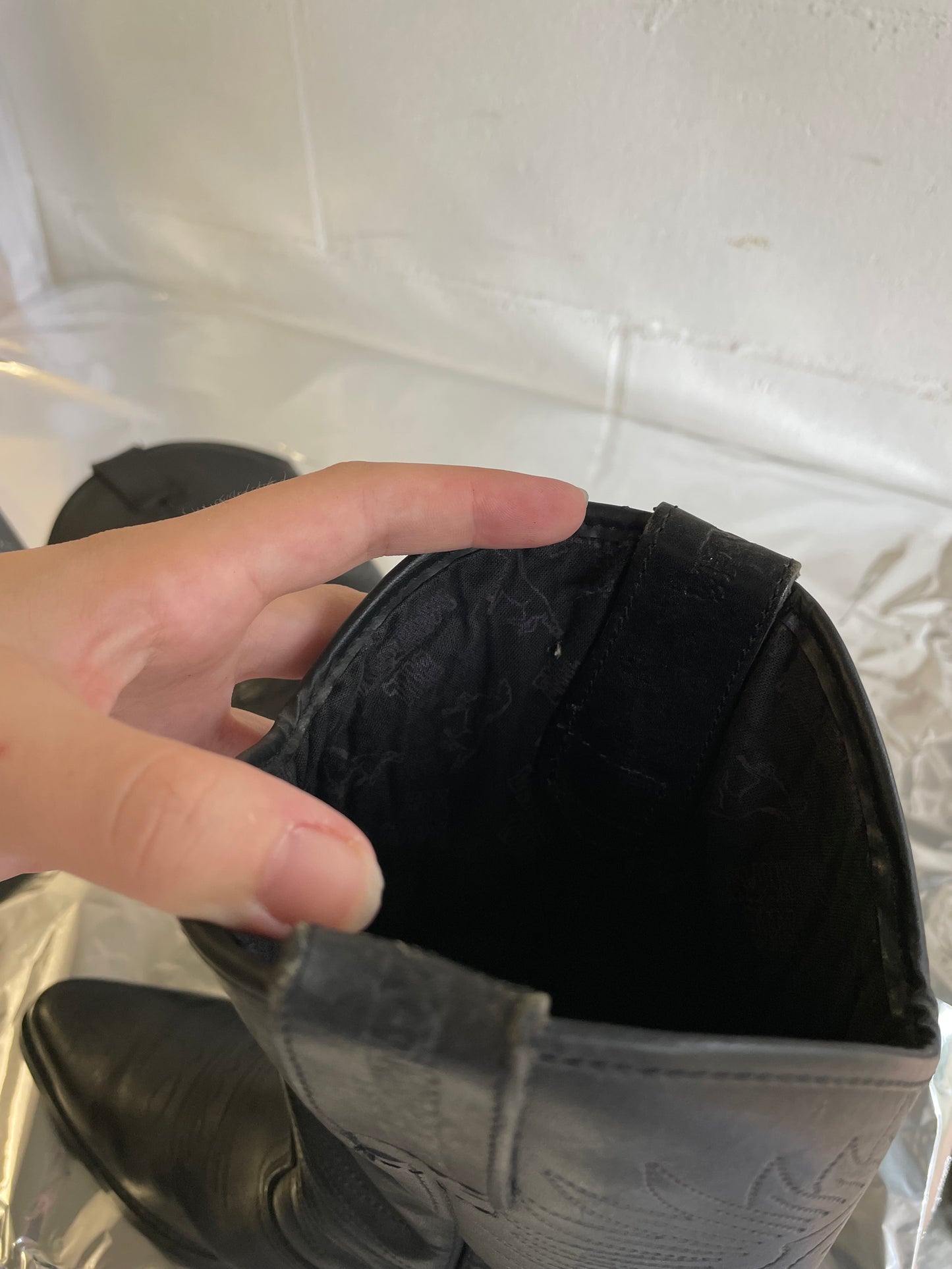 EU 39 - Texano vintage vera pelle nero, originale americano