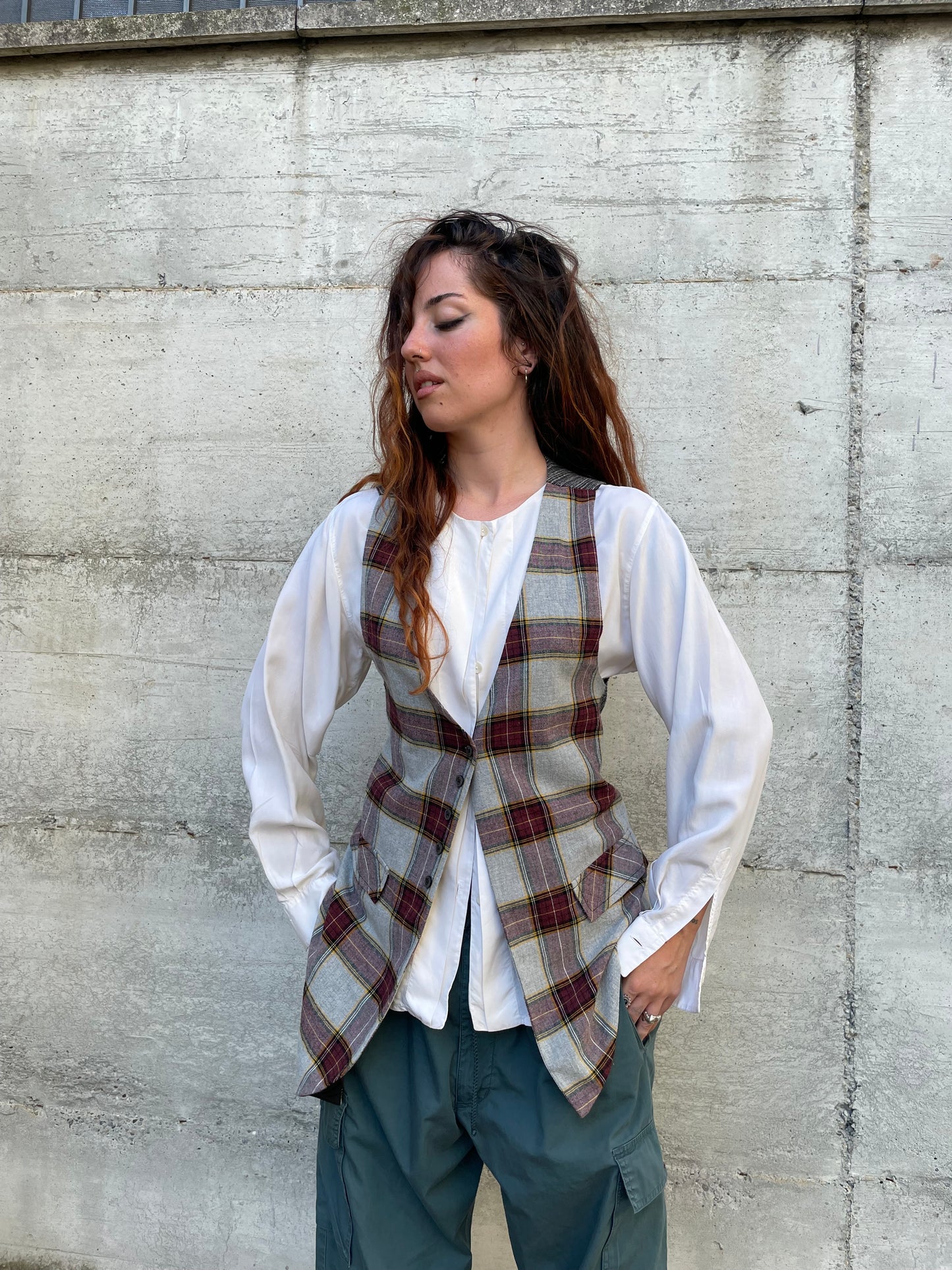 Gilet svasato tartan Manila Grace, taglia S