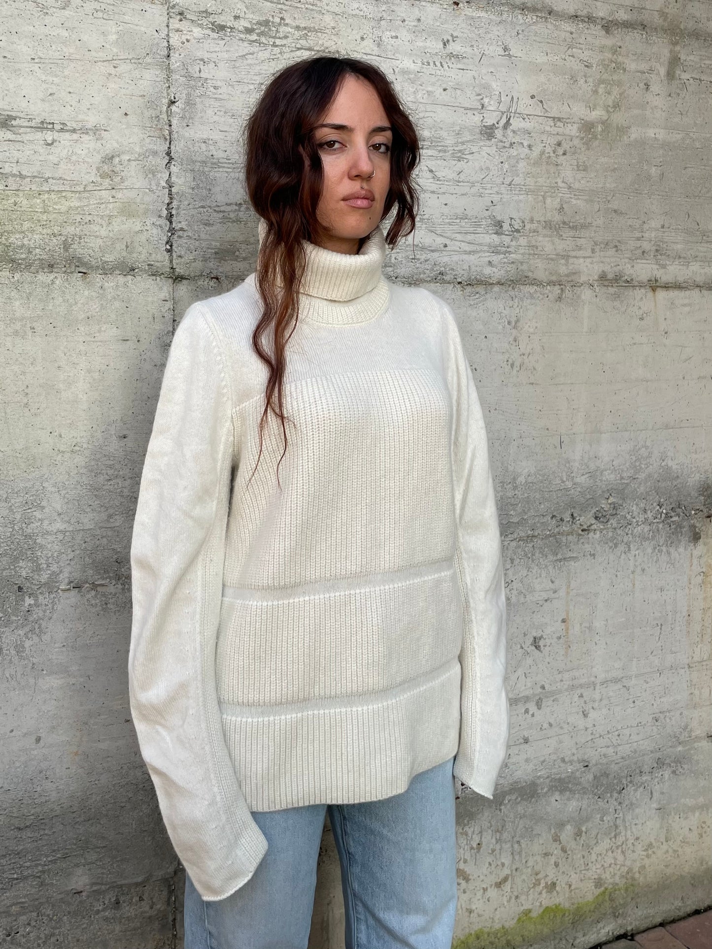 Dolcevita oversize burro Liviana Conti, 100% lana vergine - taglia M