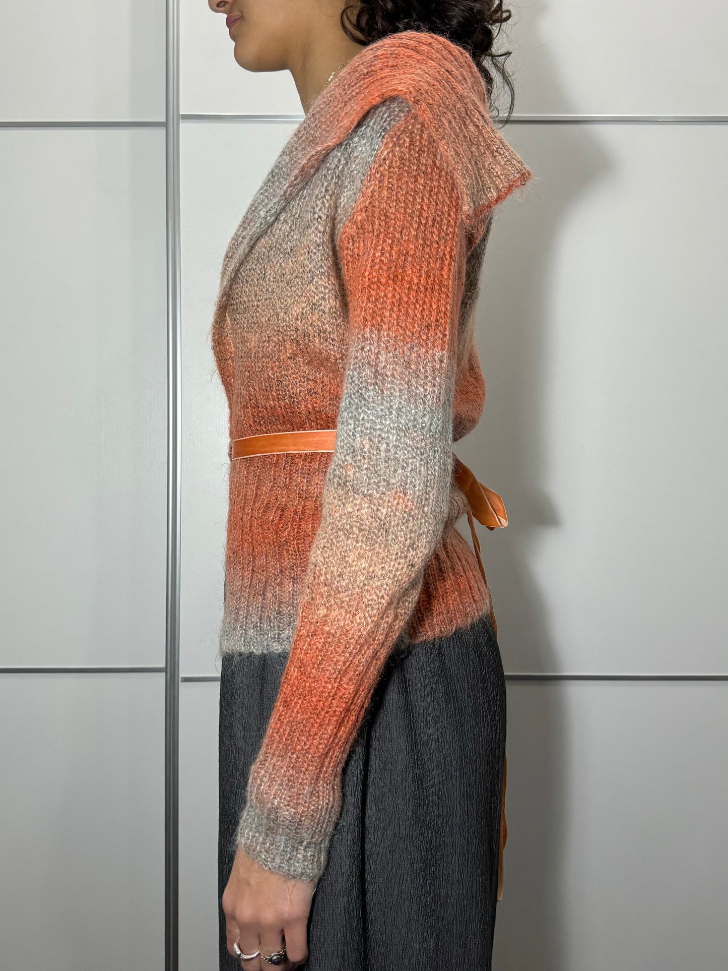 Cardigan sfumato Y2K in misto lana e mohair