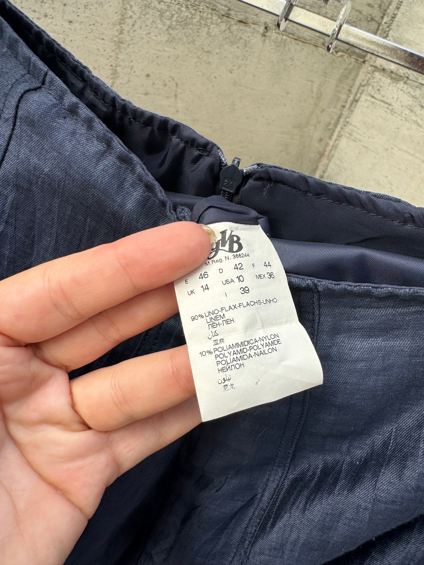 Gonna midi in 100% lino lavorato, taglia M