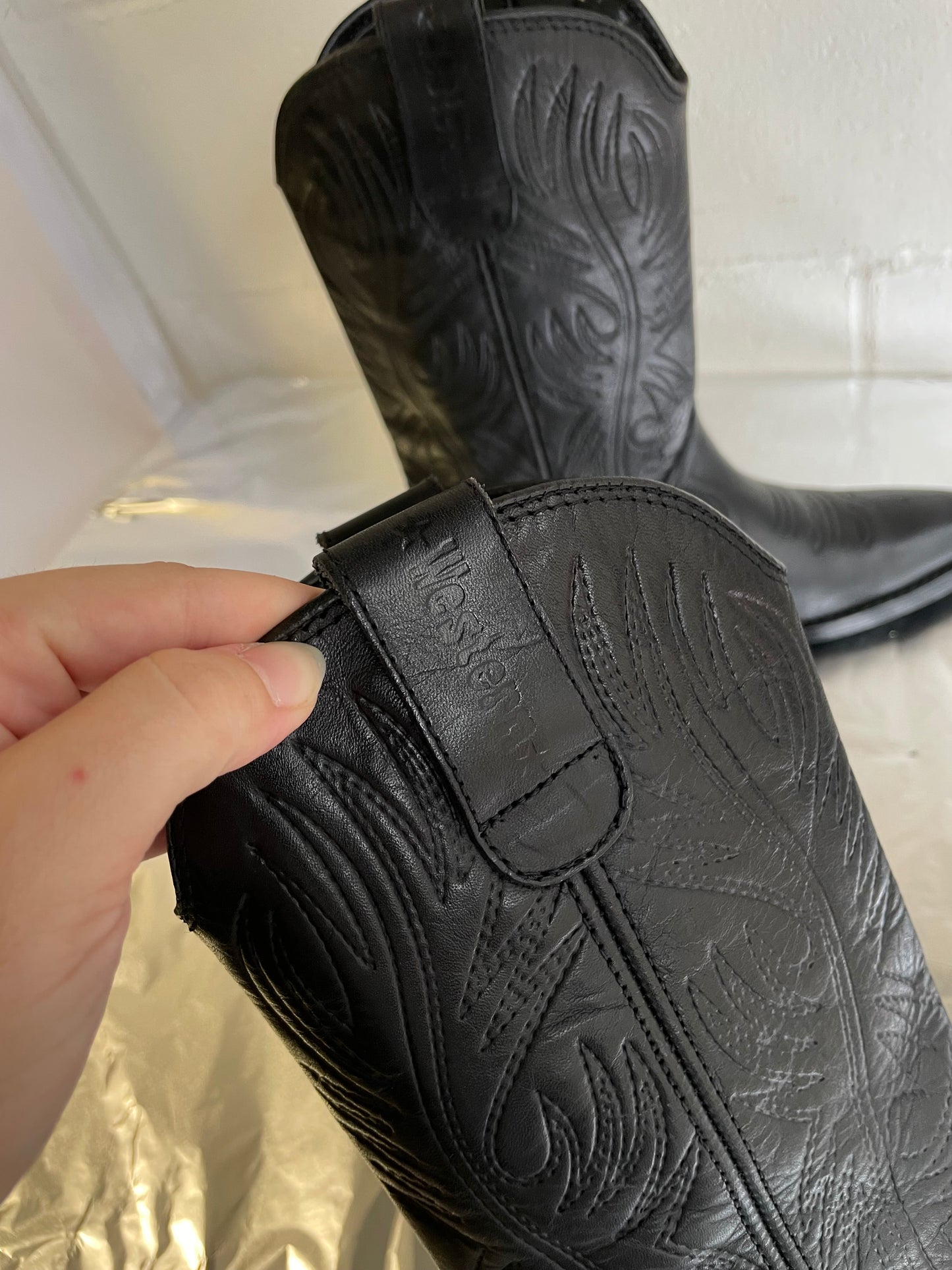 EU 37 - Original Arizona Western Boots, neri, vera pelle, pari a nuovo!