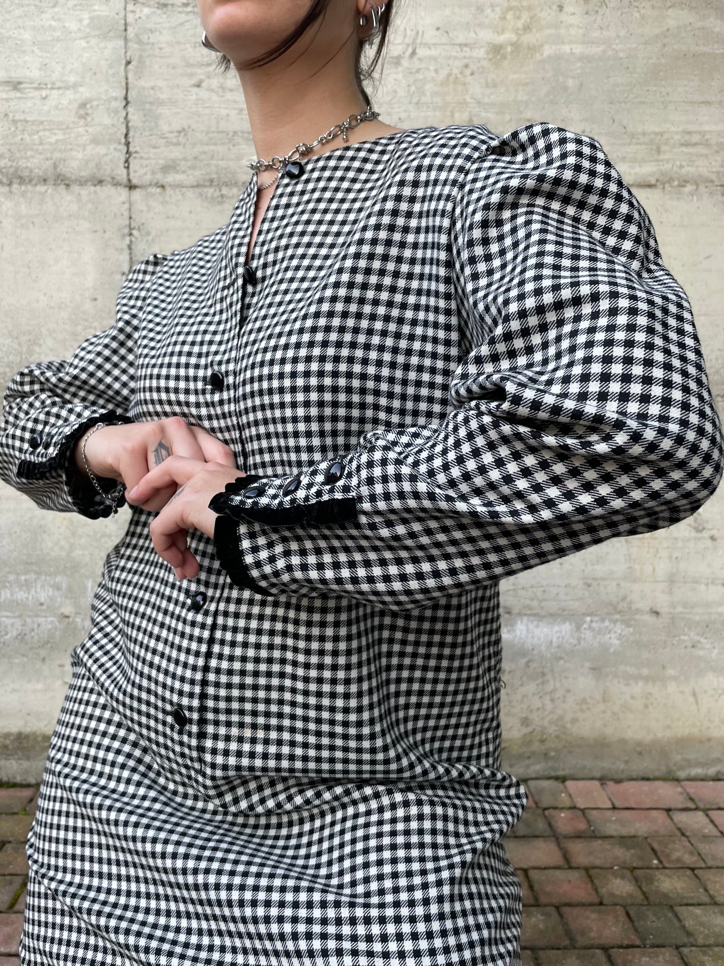 Vestito midi vichy bianco e nero Luisa Spagnoli - M/L