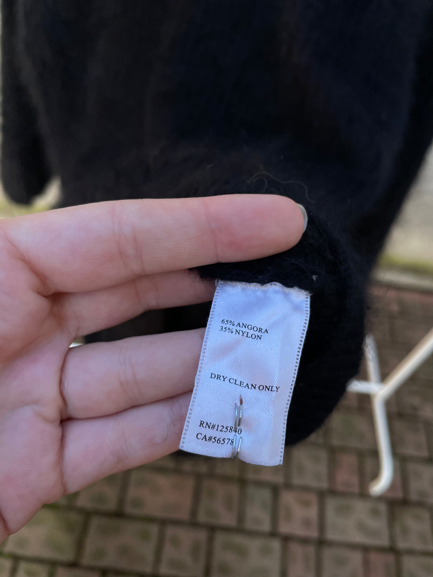 Maxi maglione nero in lana d'angora - taglia unica