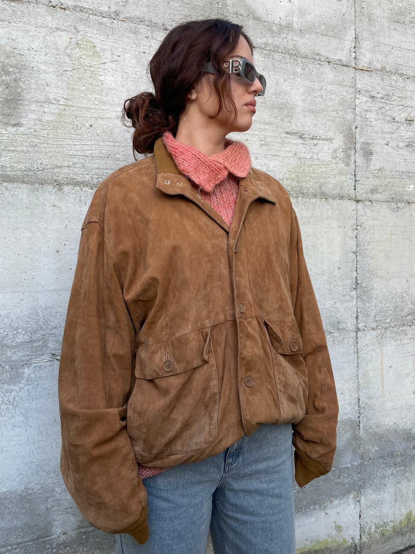 Bomber suede oversize color cognac