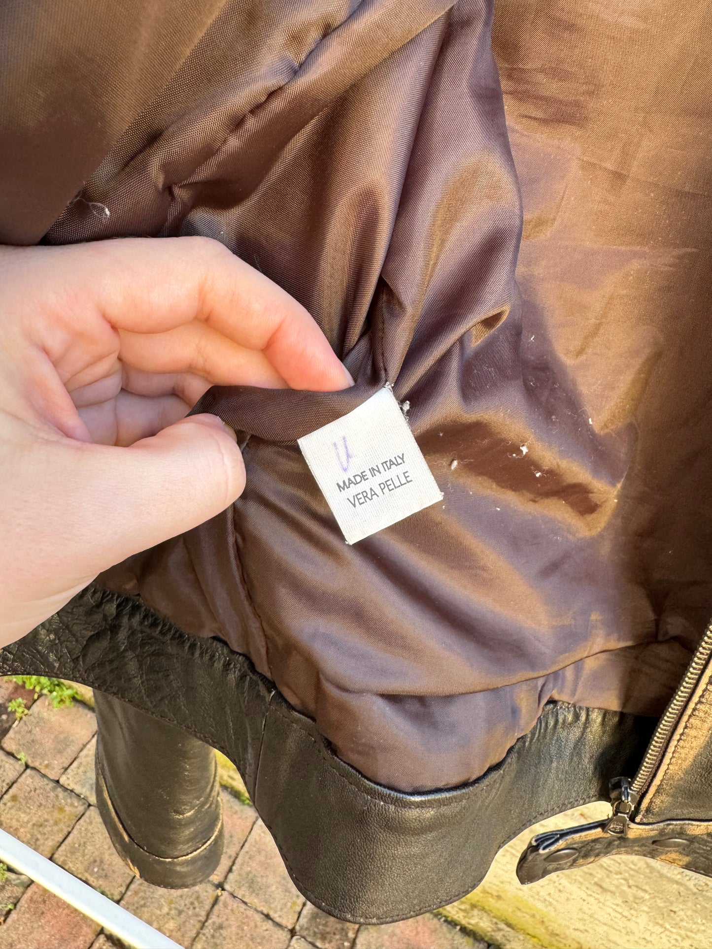 Biker slim in vera pelle nappata effetto used