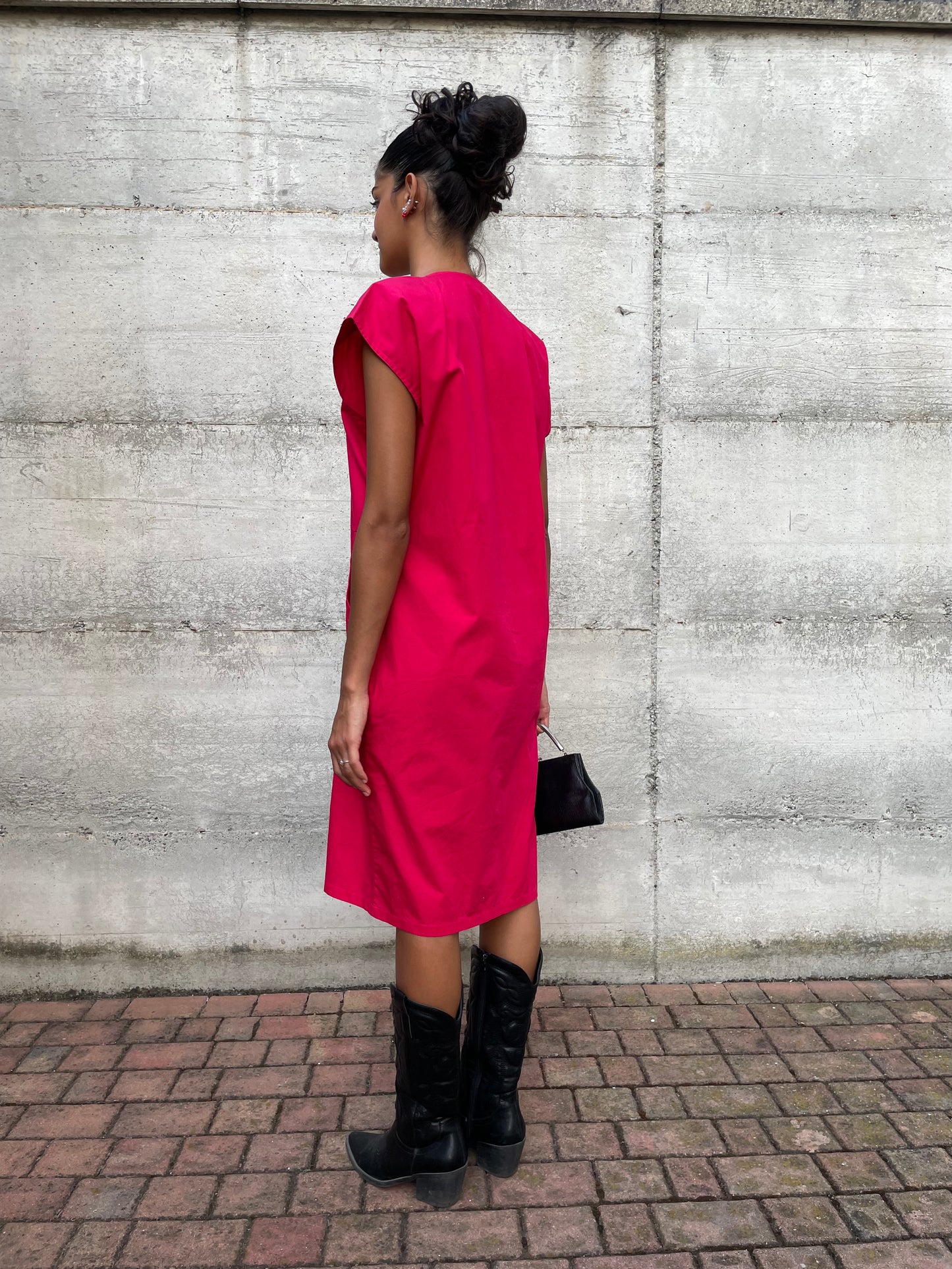 Chemisier midi 100% cotone fucsia - taglia M/L