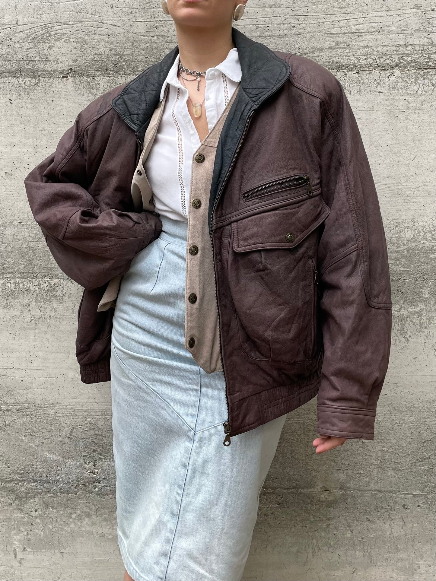 Bomber vinaccia vera pelle - L uomo