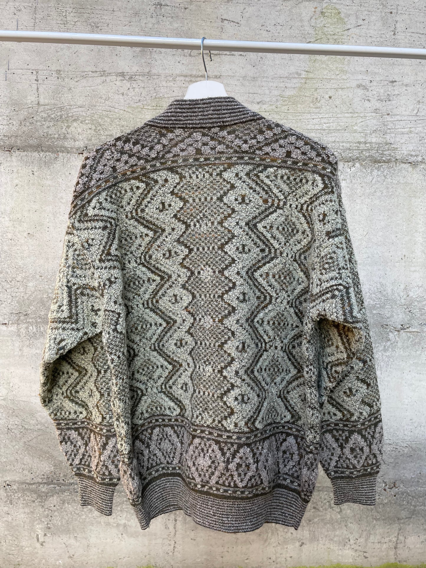 Maxi cardigan fantasia misto lana vergine e mohair - taglia unica