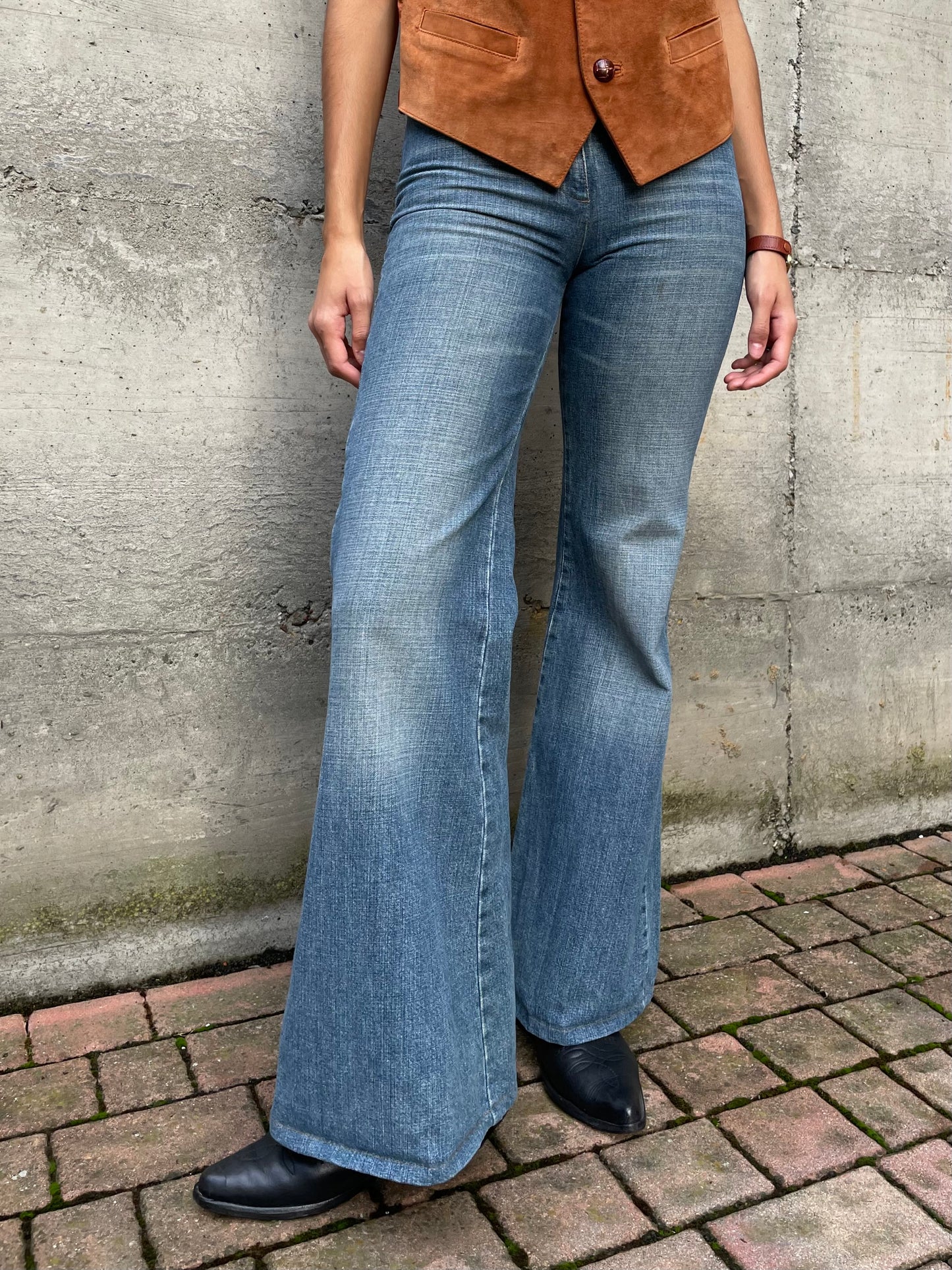 Jeans Y2K vita bassa flare, taglia XS/S