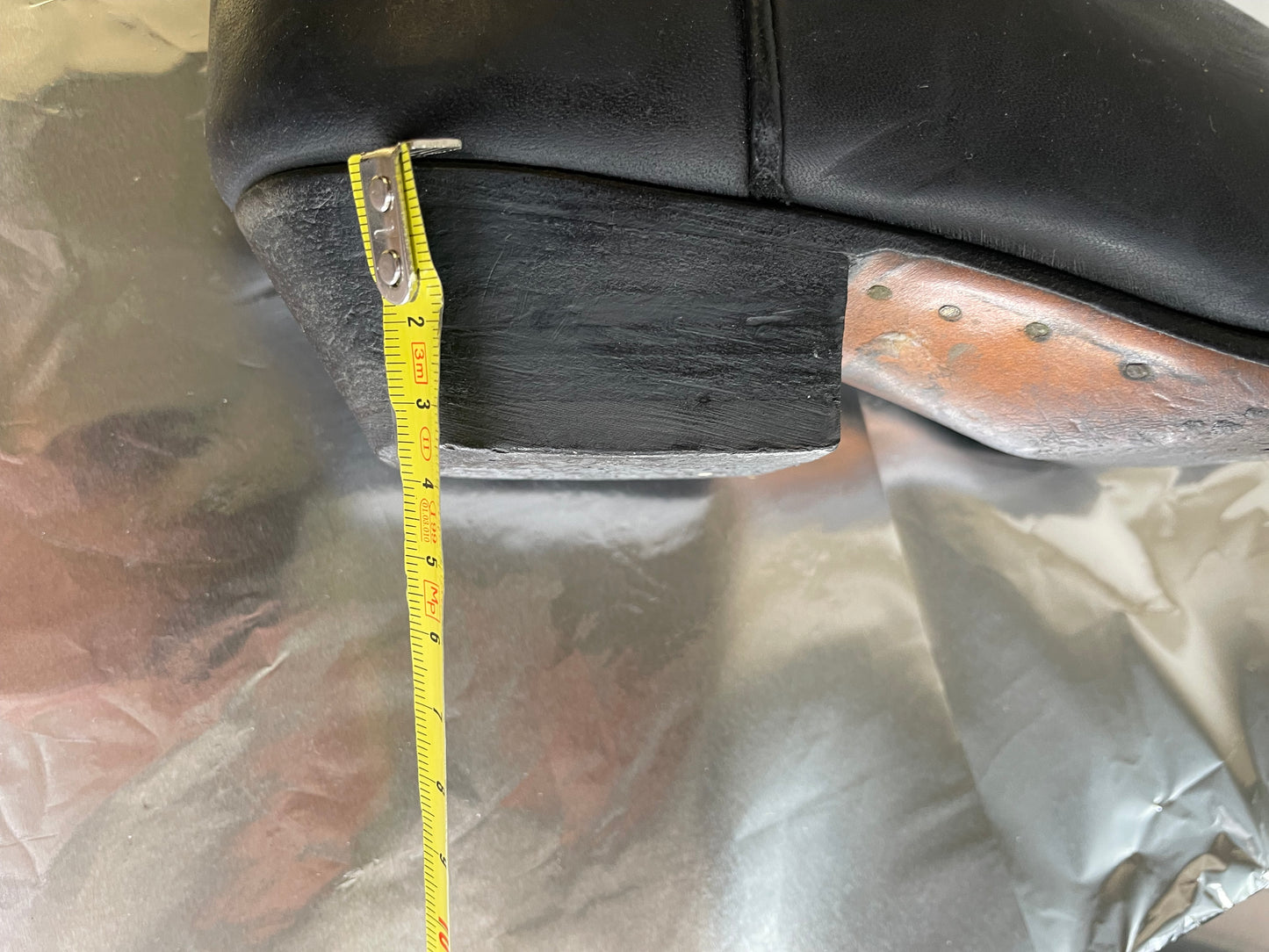 EU 39.5/40 - Texano vintage vera pelle nero liscio, tacco basso