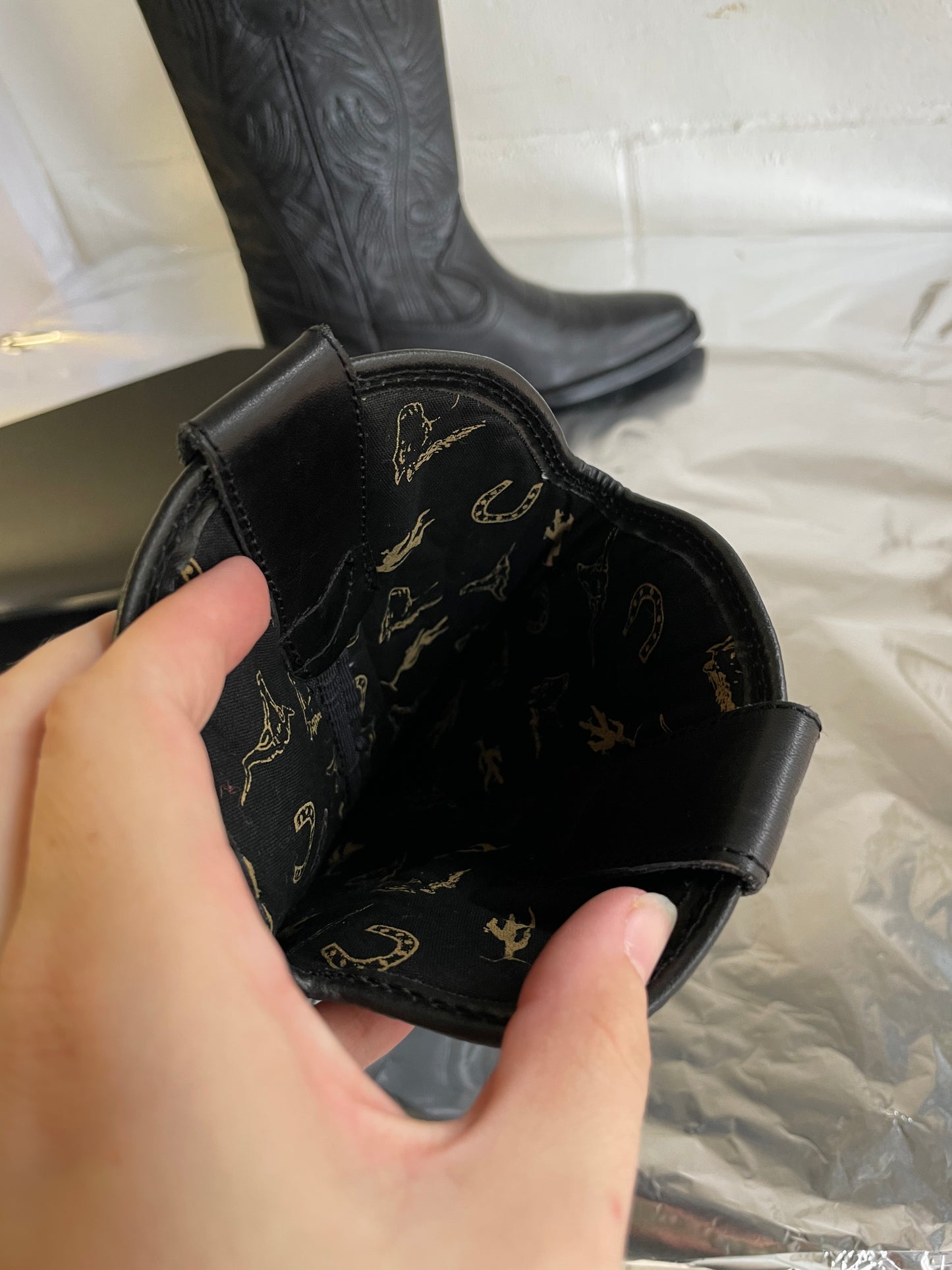 EU 37 - Original Arizona Western Boots, neri, vera pelle, pari a nuovo!