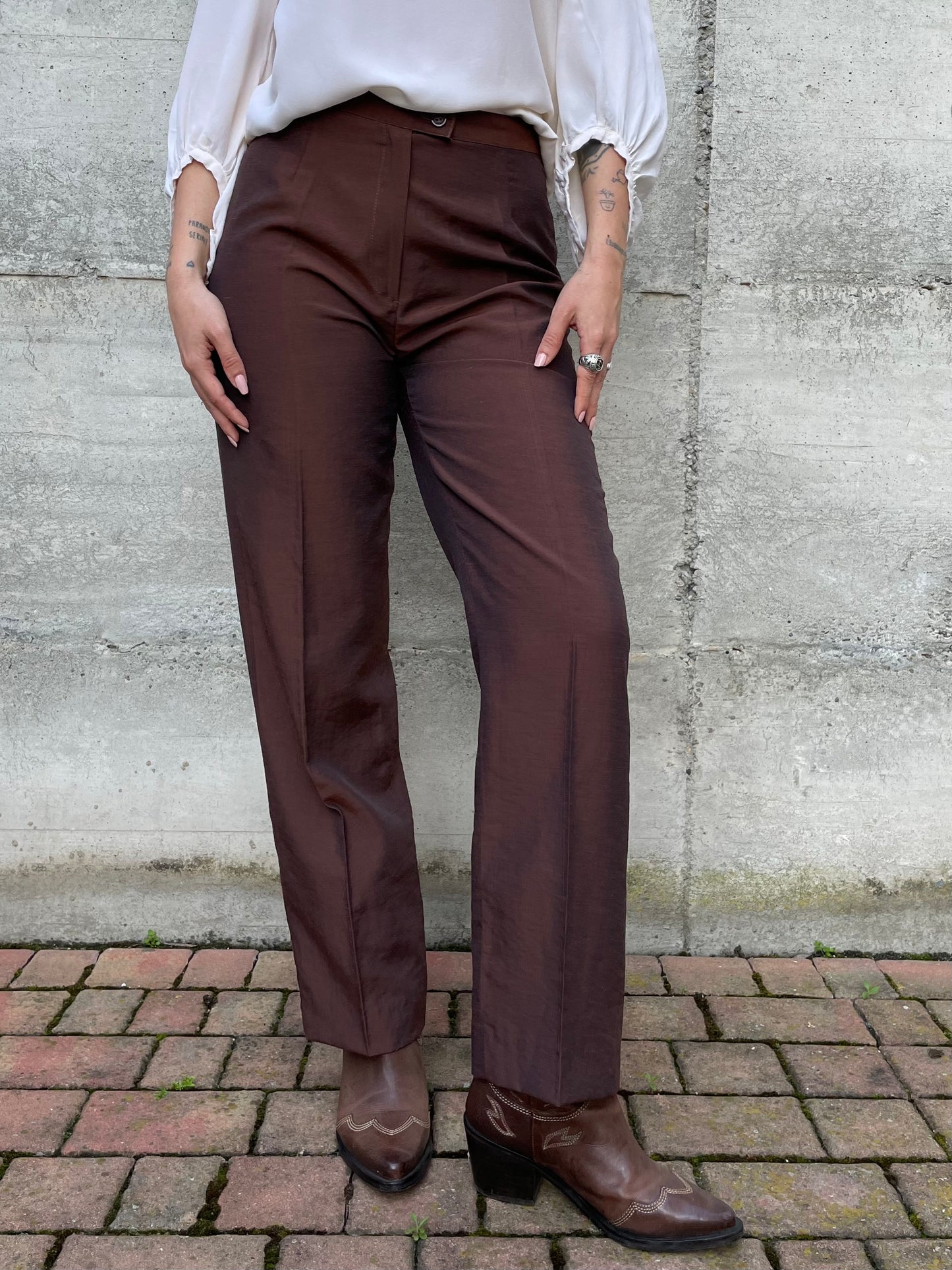 Pantalone chino shantung - misto lino e viscosa - tg. 40/42