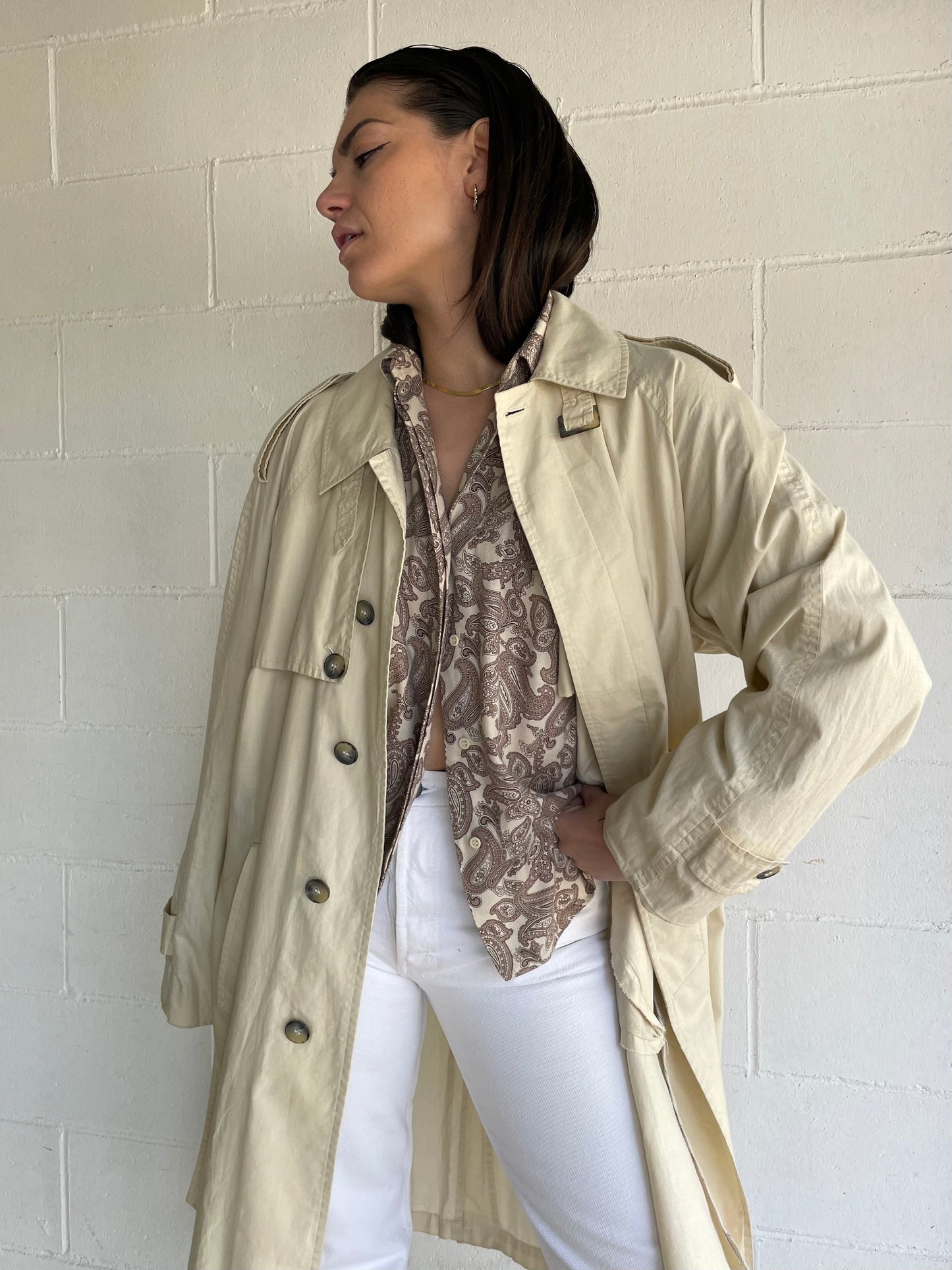 Trenchcoat crema in cotone Andrea Silardi