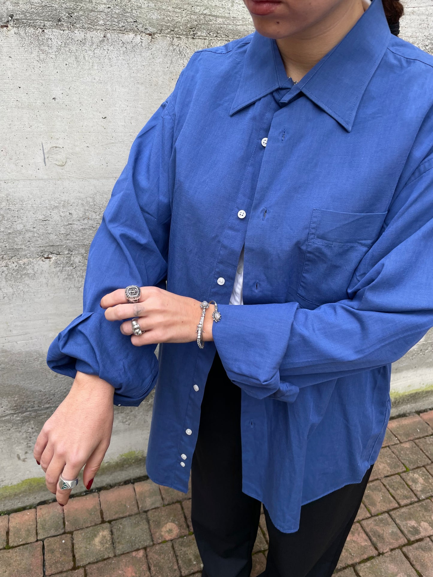 Camicia blu chino Aldo Colitti 100% cotone, taglia M uomo