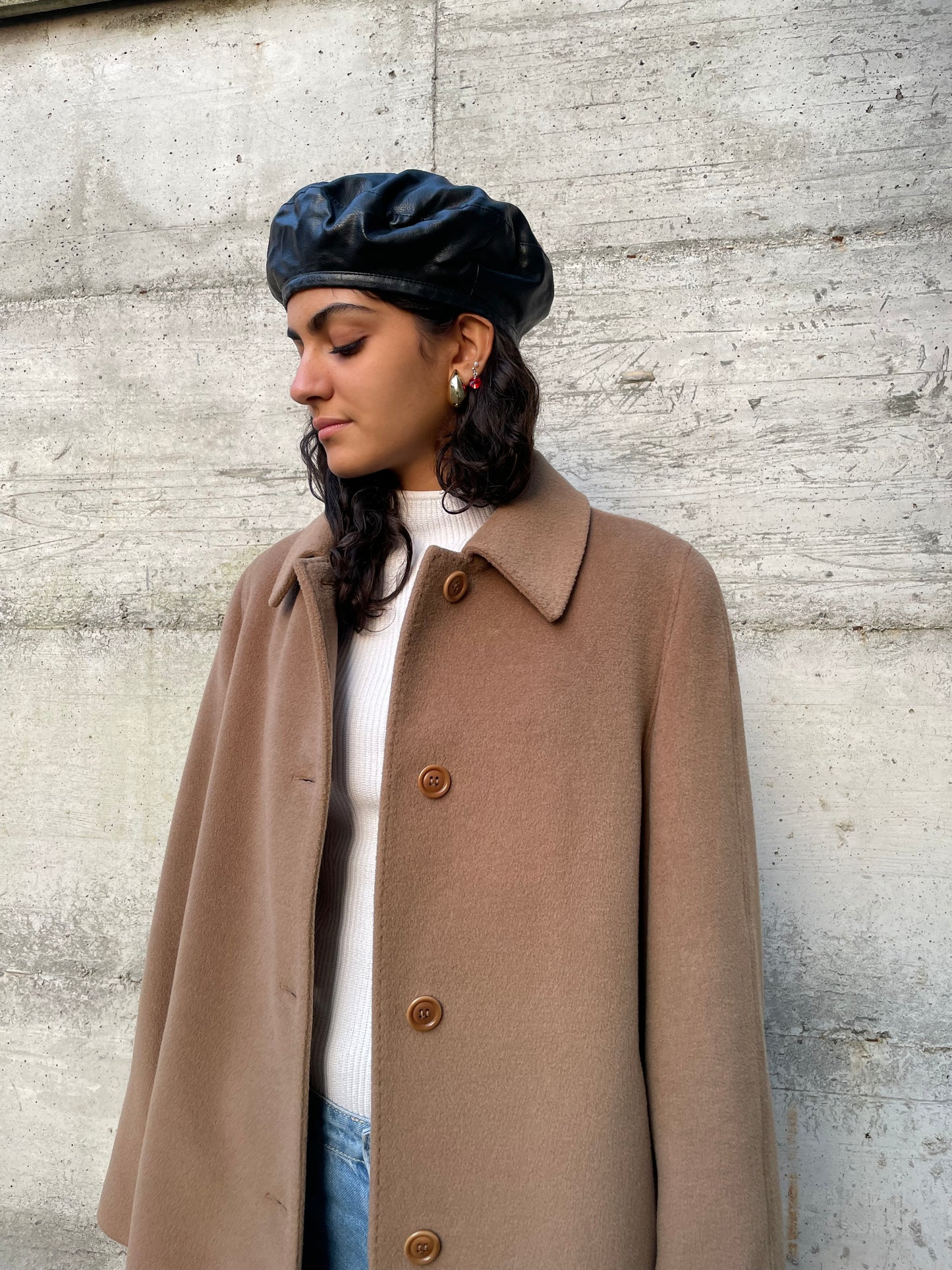 Cappotto sartoriale biscotto in pura lana vergine superfine