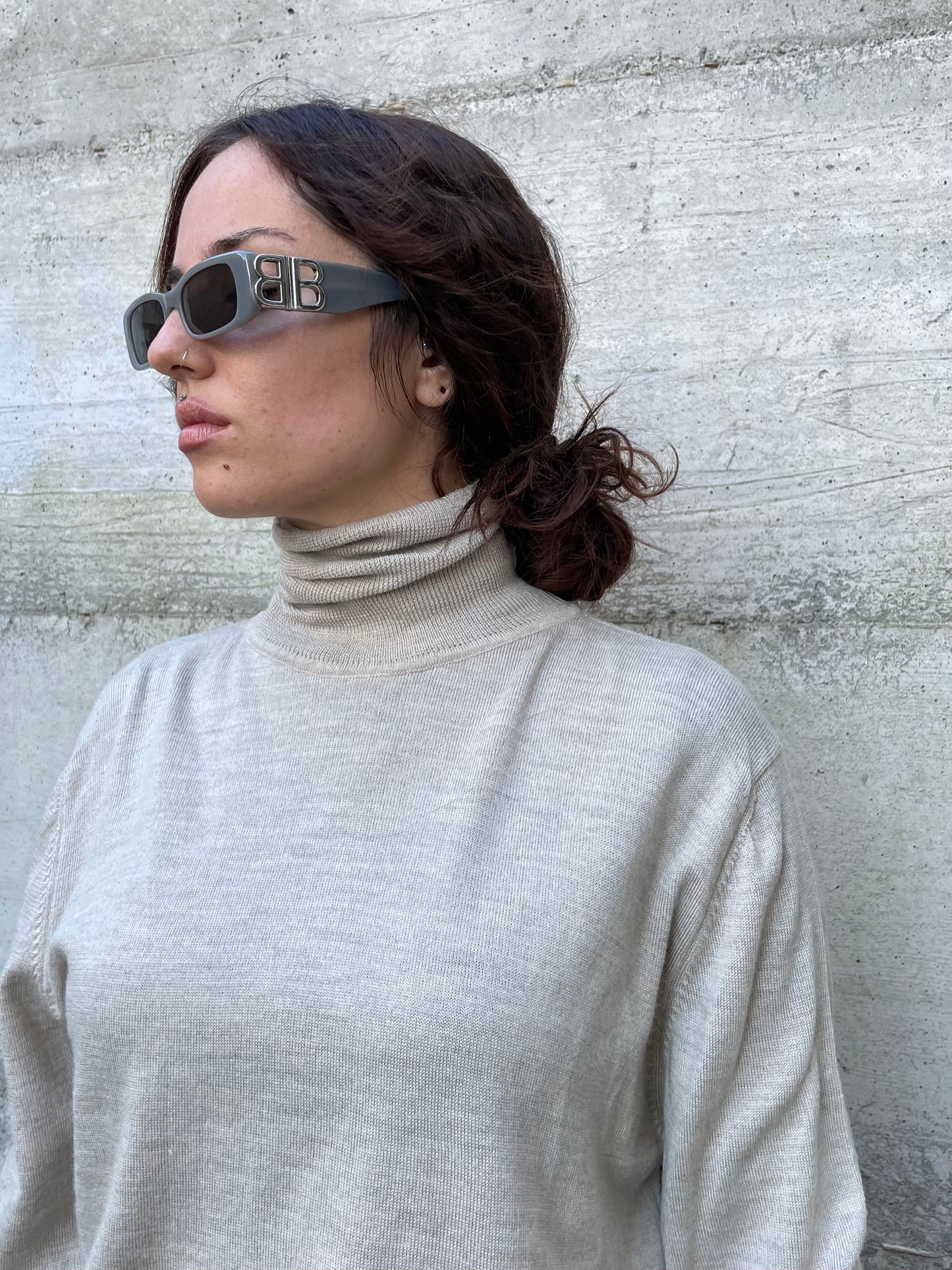 Dolcevita fine lungo sabbia, 100% lana merino