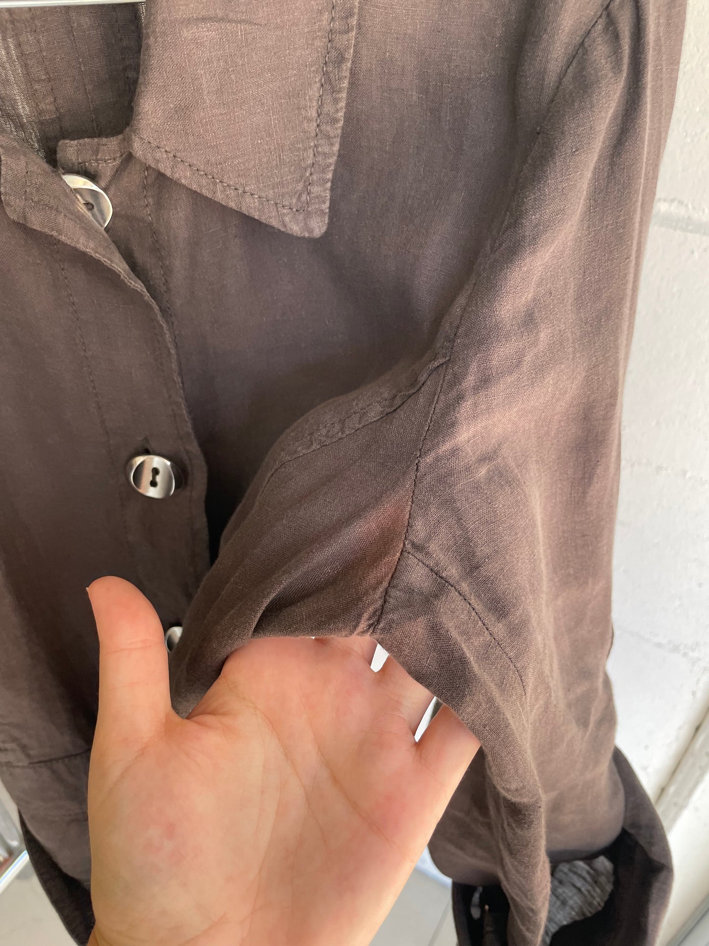 Camicia Marella cargo marrone 100% lino - taglia S/M