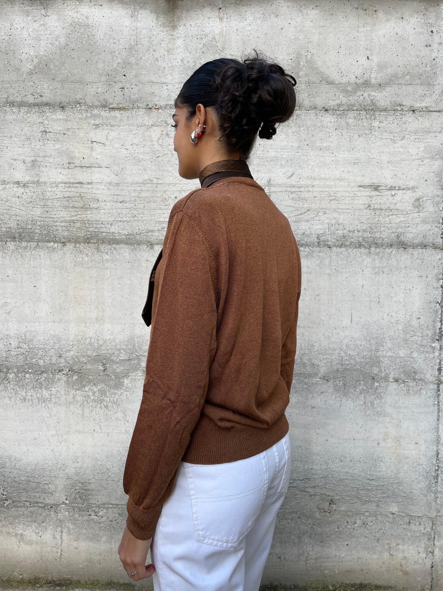 Maglioncino sartoriale 100% cotone scollo a V - taglia M