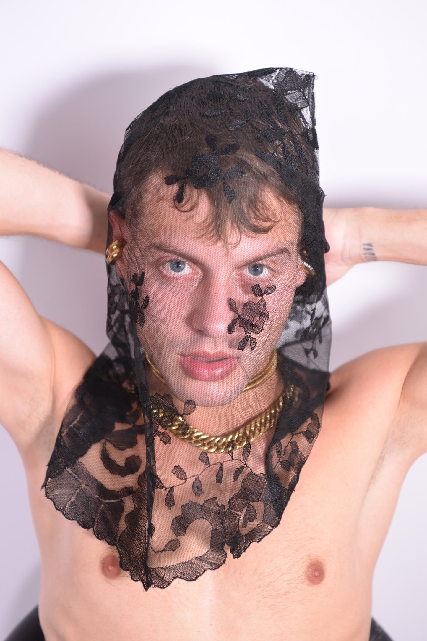 Foulard scialle vintage in pizzo nero