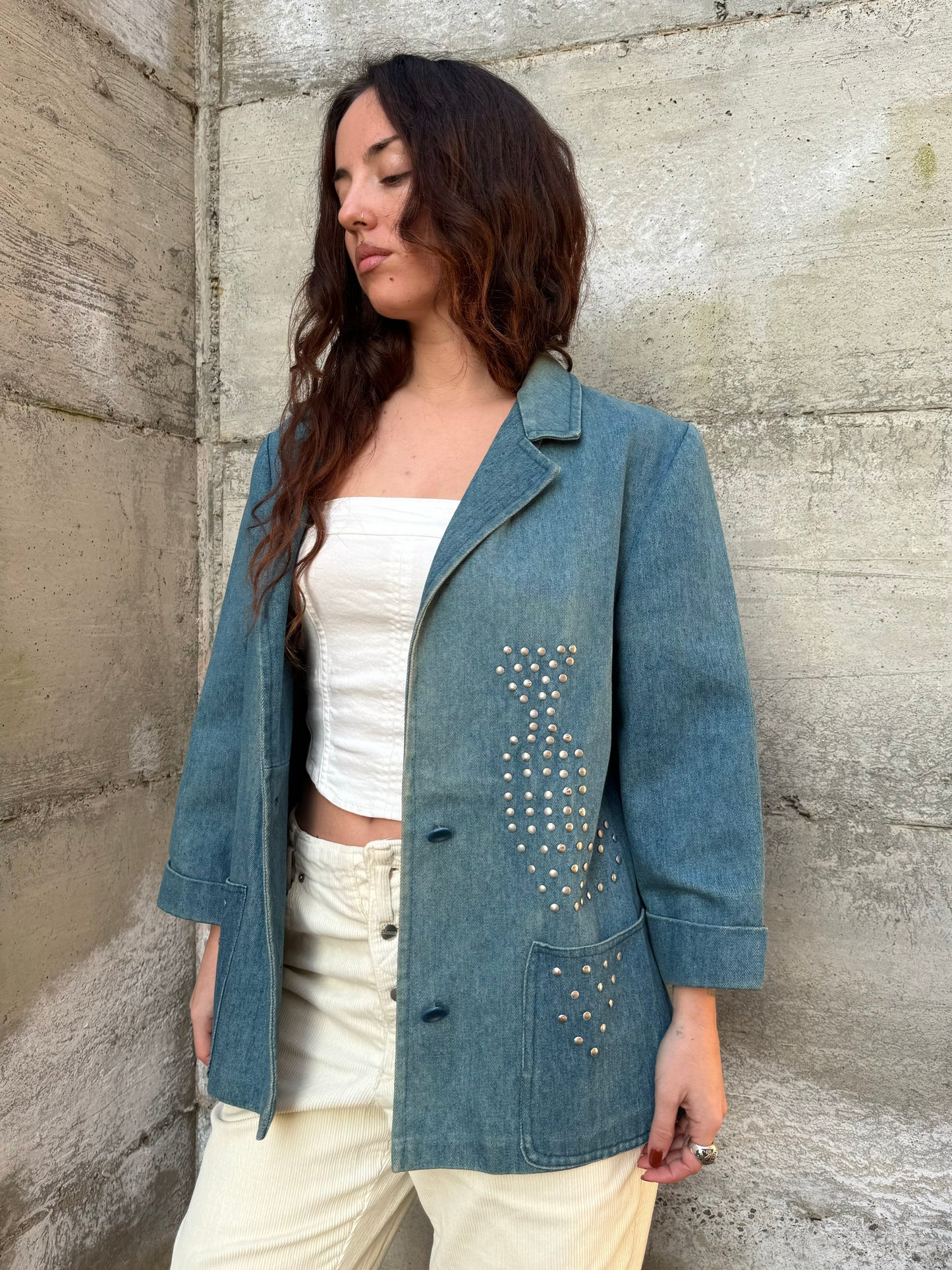 Blazer sartoriale denim lavaggio medio