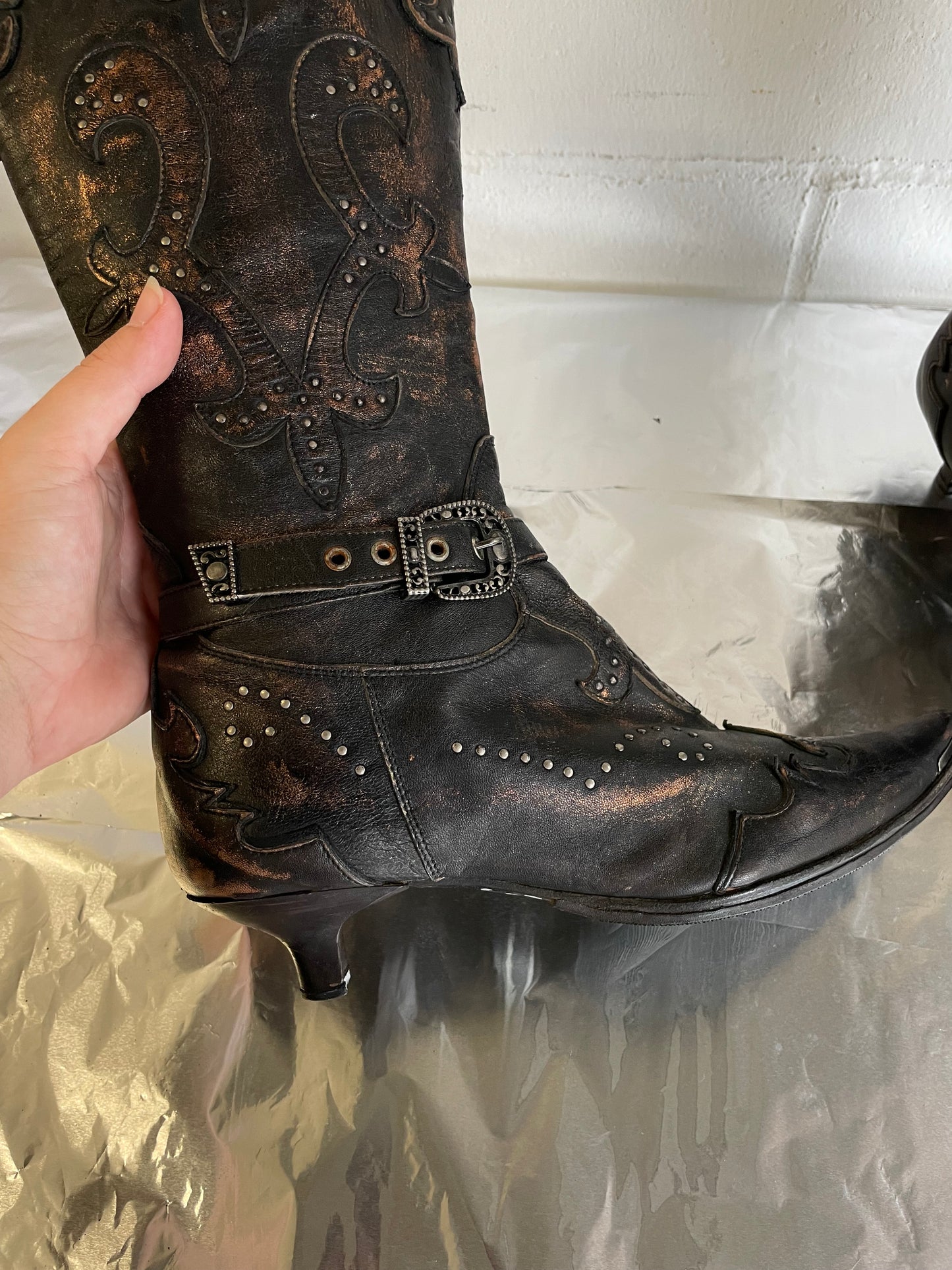 EU 37 - Texano 90s vera pelle a punta tacco basso 4cm