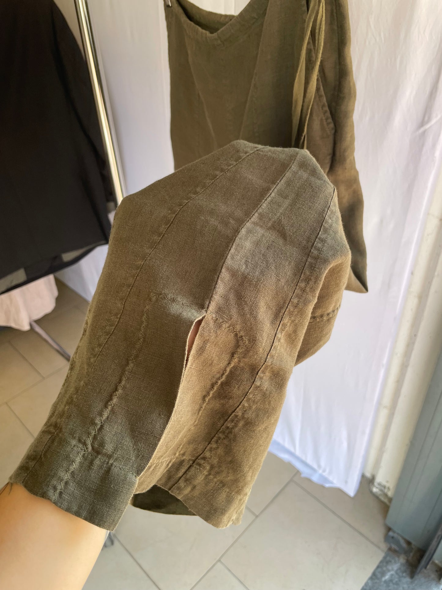 Pantalone capri ampio verde oliva 100% lino, Conte of Florence, taglia 42it