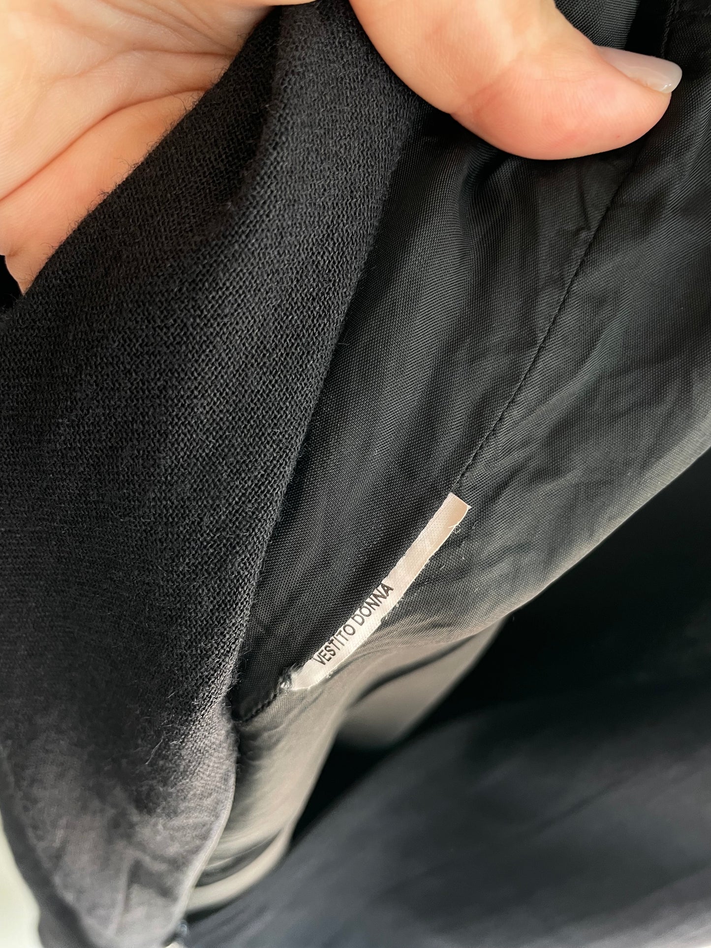 Vestito midi smanicato nero 100% lino - S