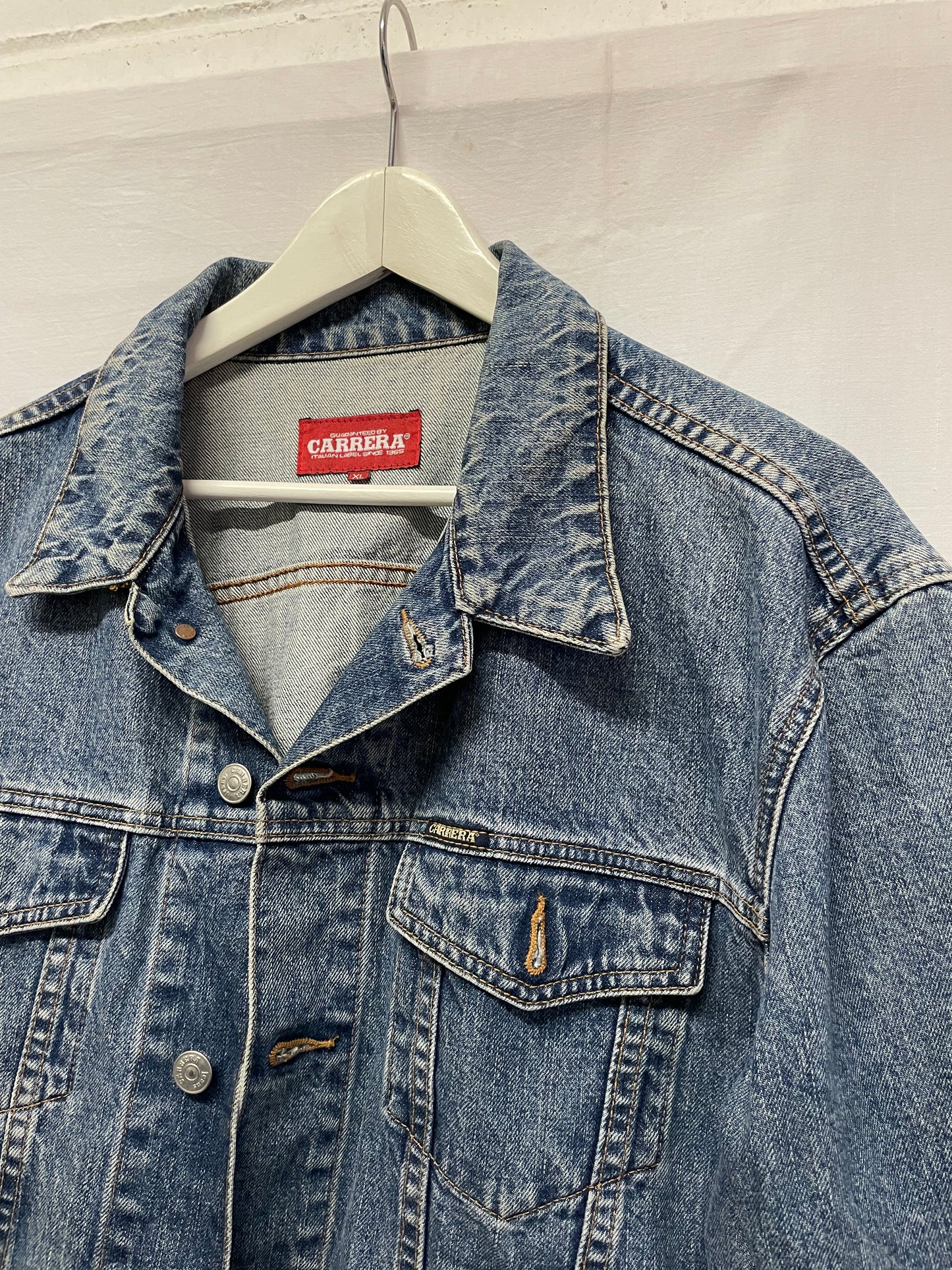 Giacca vintage denim Carrera, lavaggio medio, taglia XL