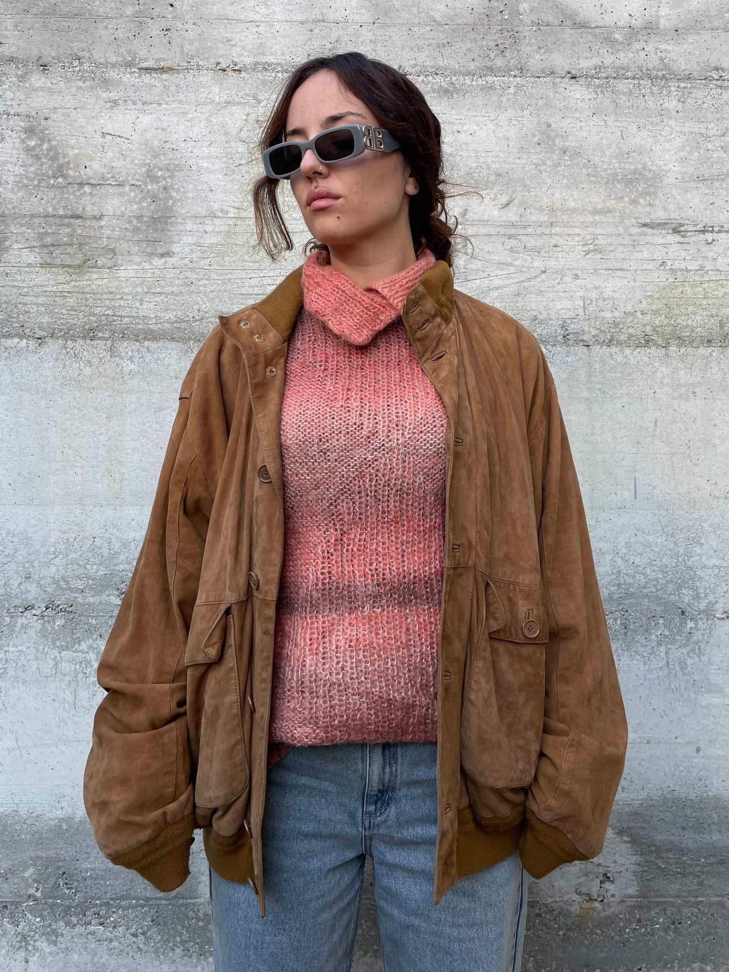 Bomber suede oversize color cognac