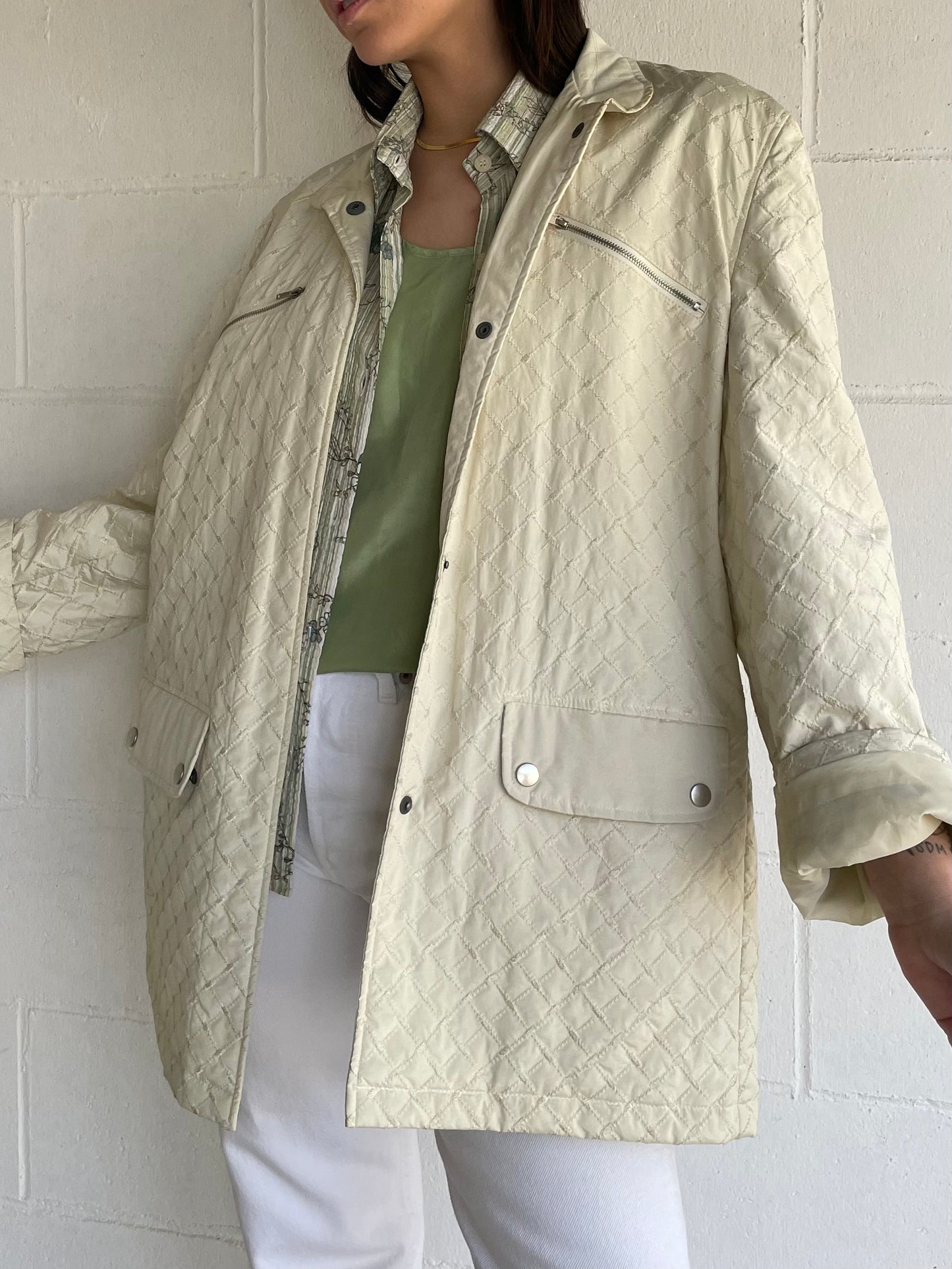 Giacca leggera trapuntata misto cotone avorio - Andrea Marè