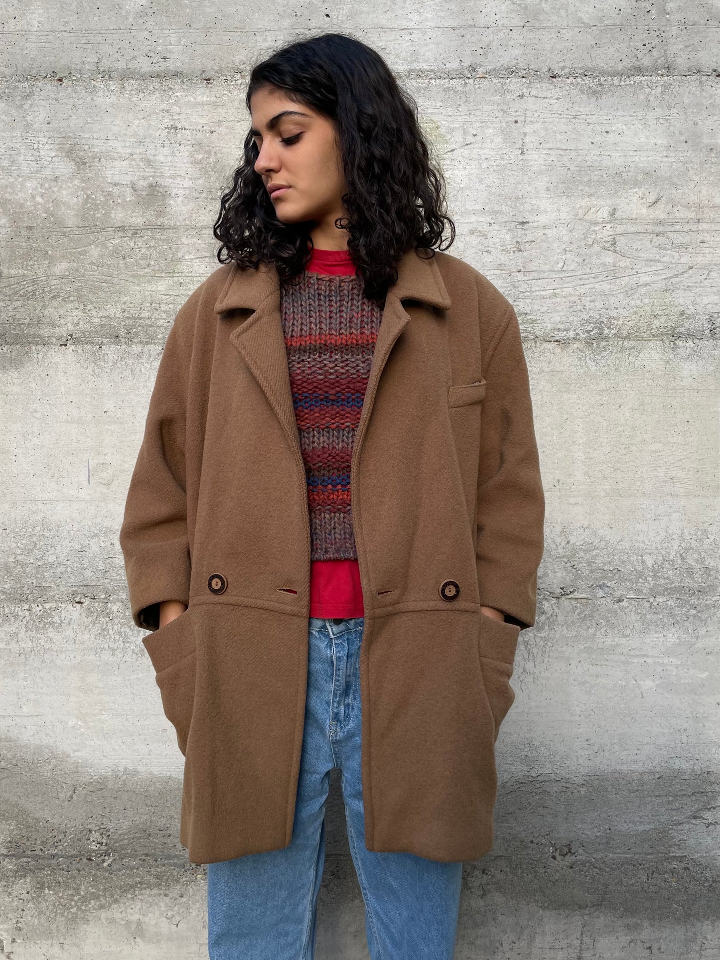 Caban sartoriale biscotto in pura lana