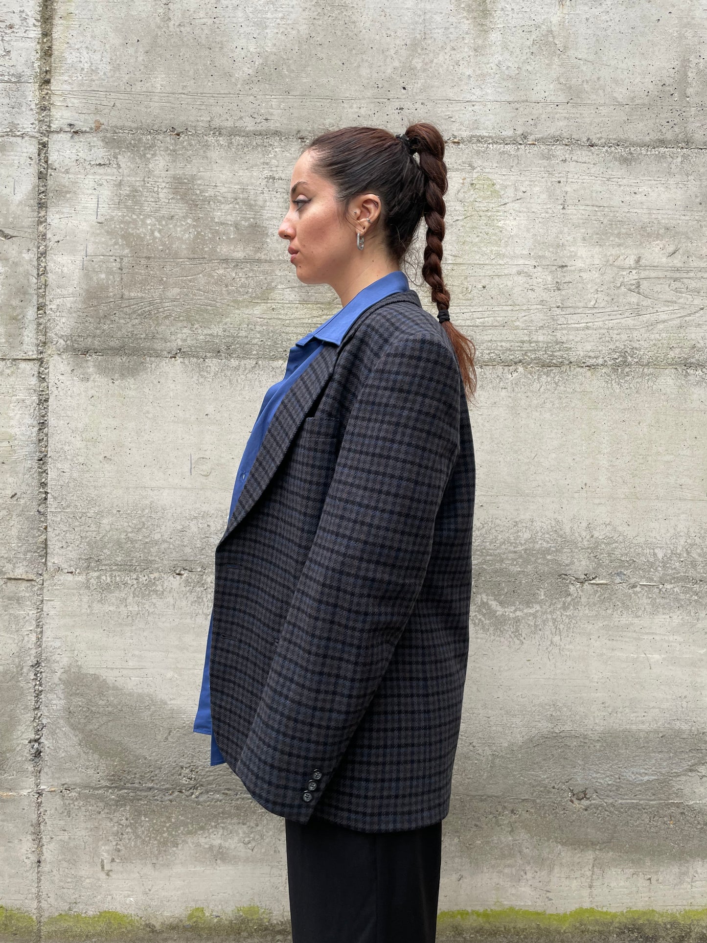 Blazer maschile tartan in misto lana e cashmere
