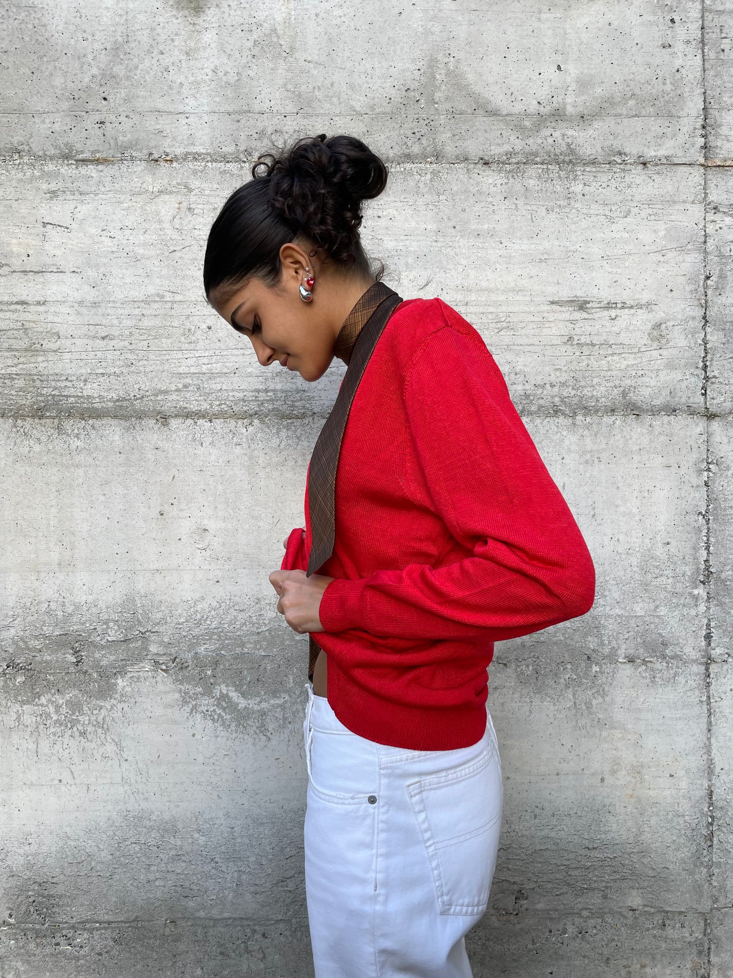 Maglioncino sartoriale 100% cotone rosso - taglia M