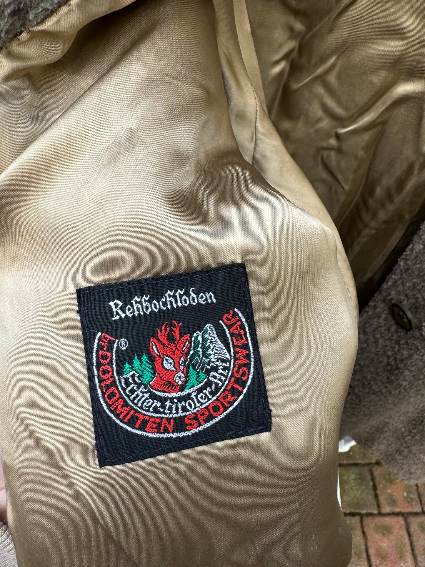 Cappottino Loden spigato color fango, misto lana e alpaca