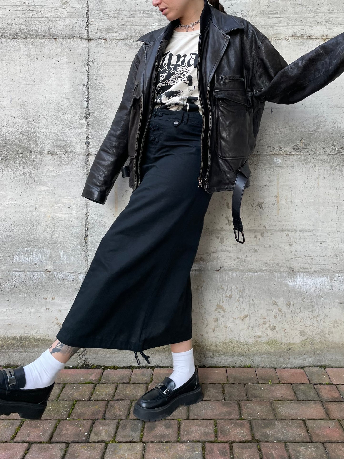 Chiodo vintage distressed in vera pelle - L uomo